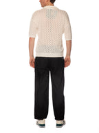 Polo Block Eleven Panna in maglia con buchi 03LD128 PANNA BLOCK ELEVEN 