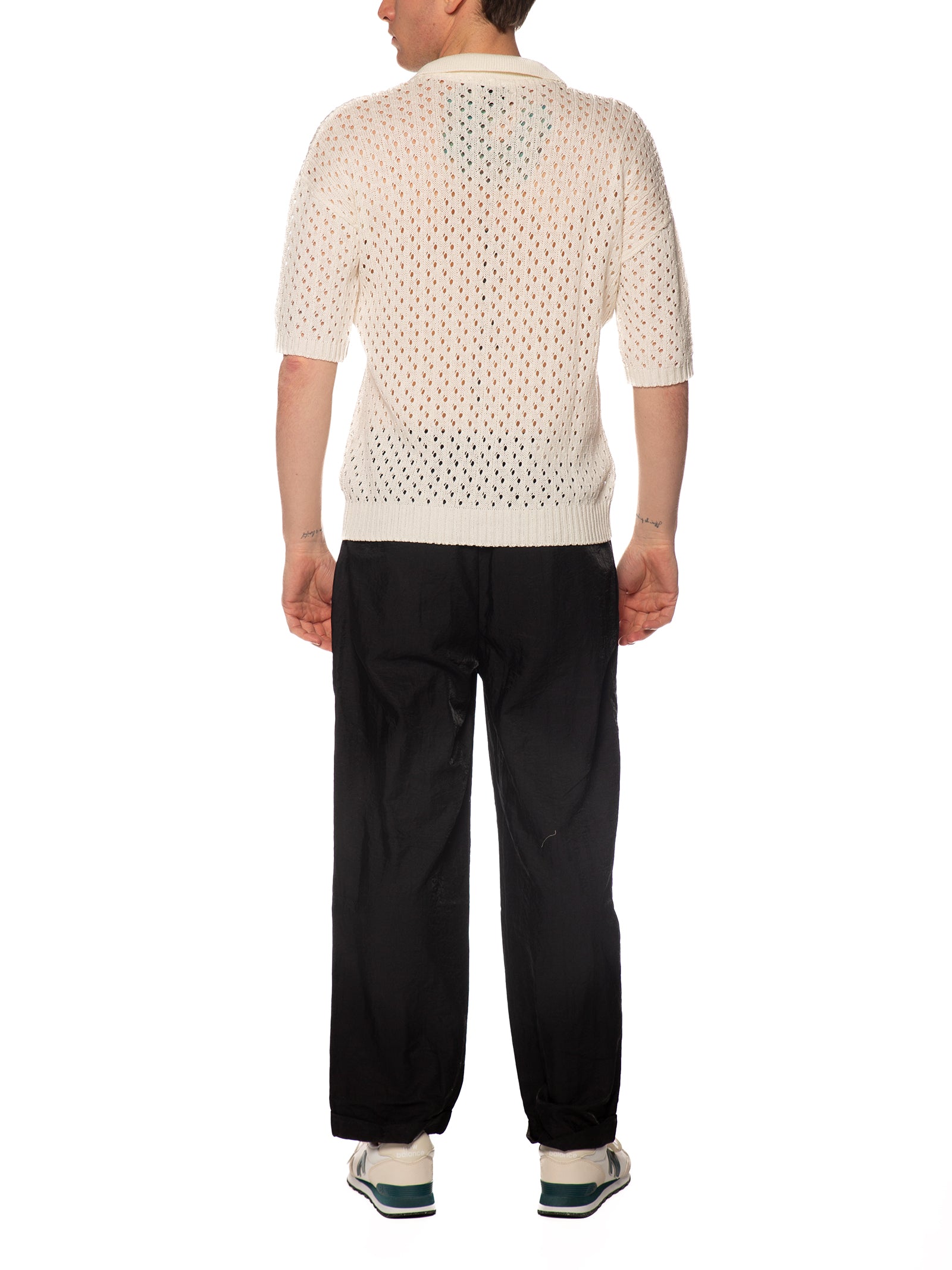 Polo Block Eleven Panna in maglia con buchi 03LD128 PANNA BLOCK ELEVEN 