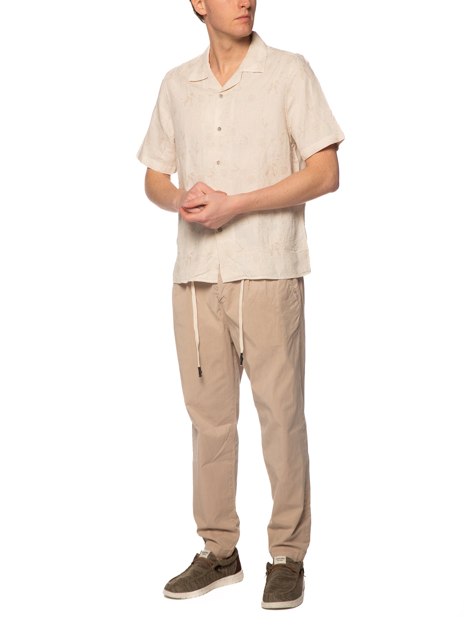 Camicia Block Eleven Beige in jacquard manica corta 04BL2608 BEIGE BLOCK ELEVEN 