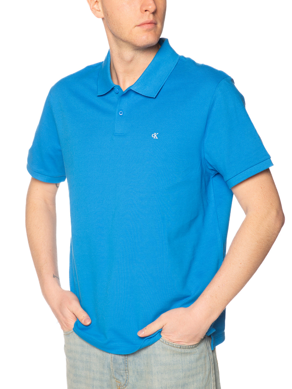 Polo Calvin Klein Blu elettrico in pique LV040EM269 CFM CALVIN KLEIN 