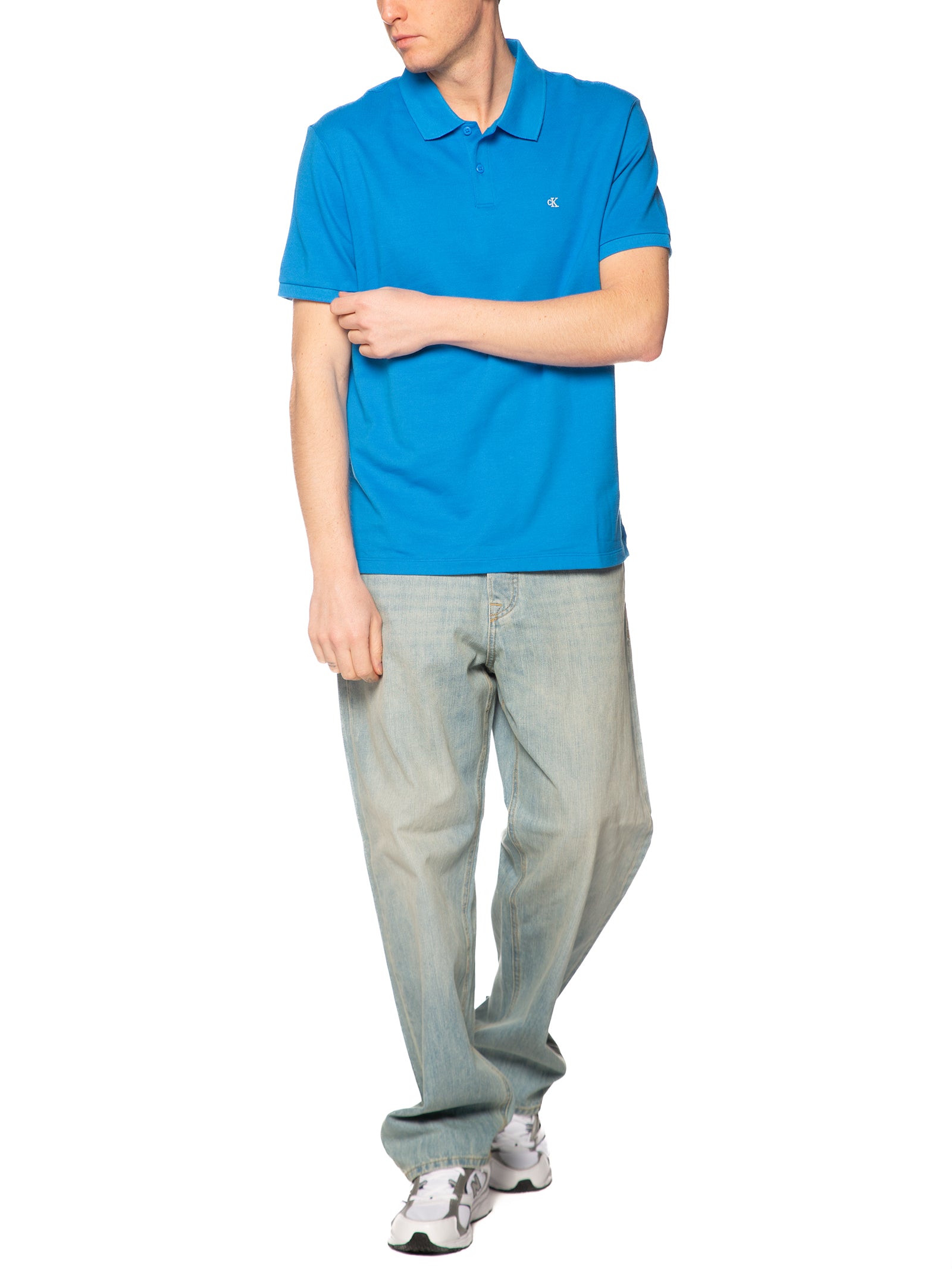 Polo Calvin Klein Blu elettrico in pique LV040EM269 CFM CALVIN KLEIN 