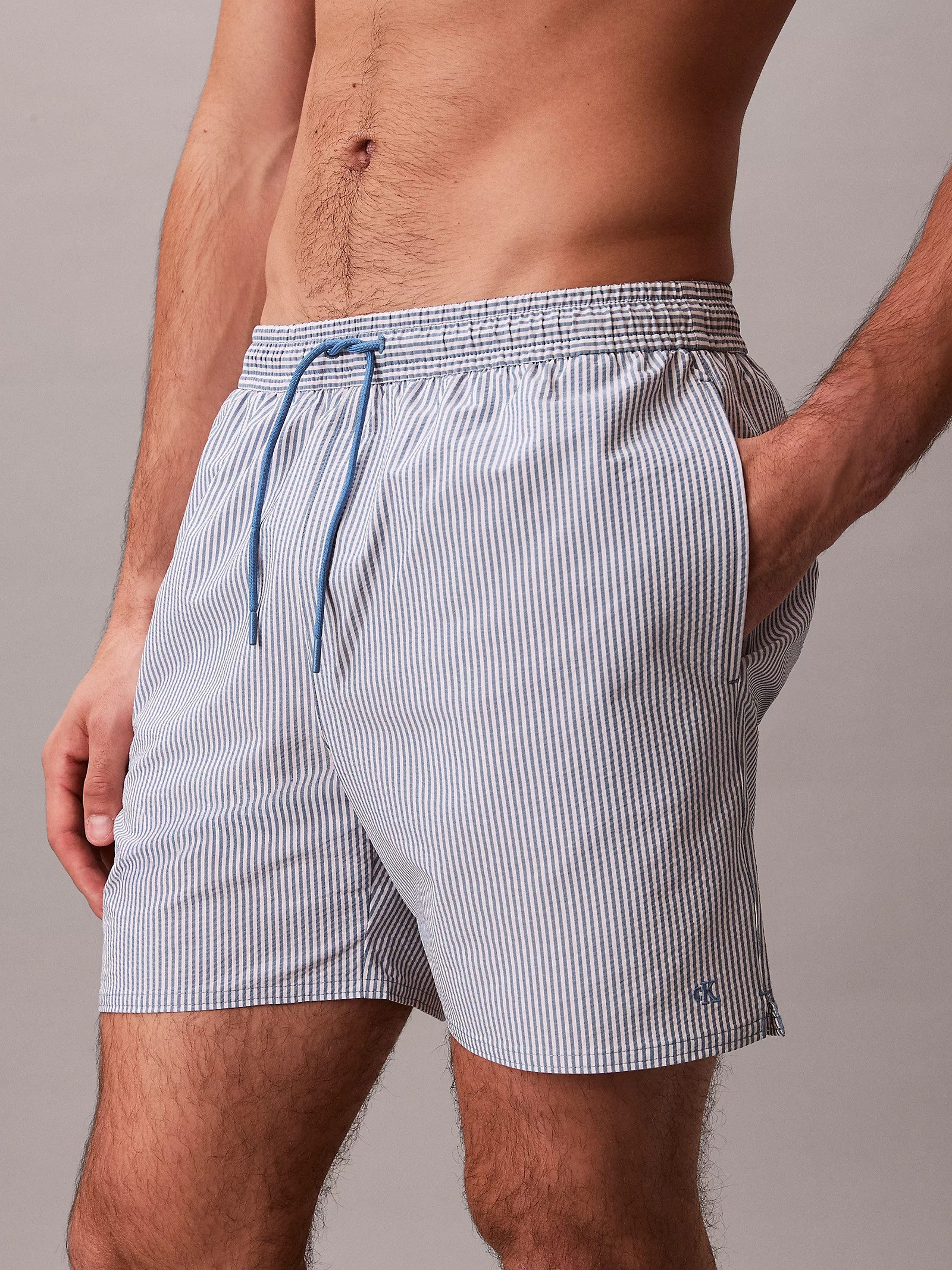 Costume Calvin Klein Drawsting Bianco blu a righe N61040 Q5D CALVIN KLEIN 