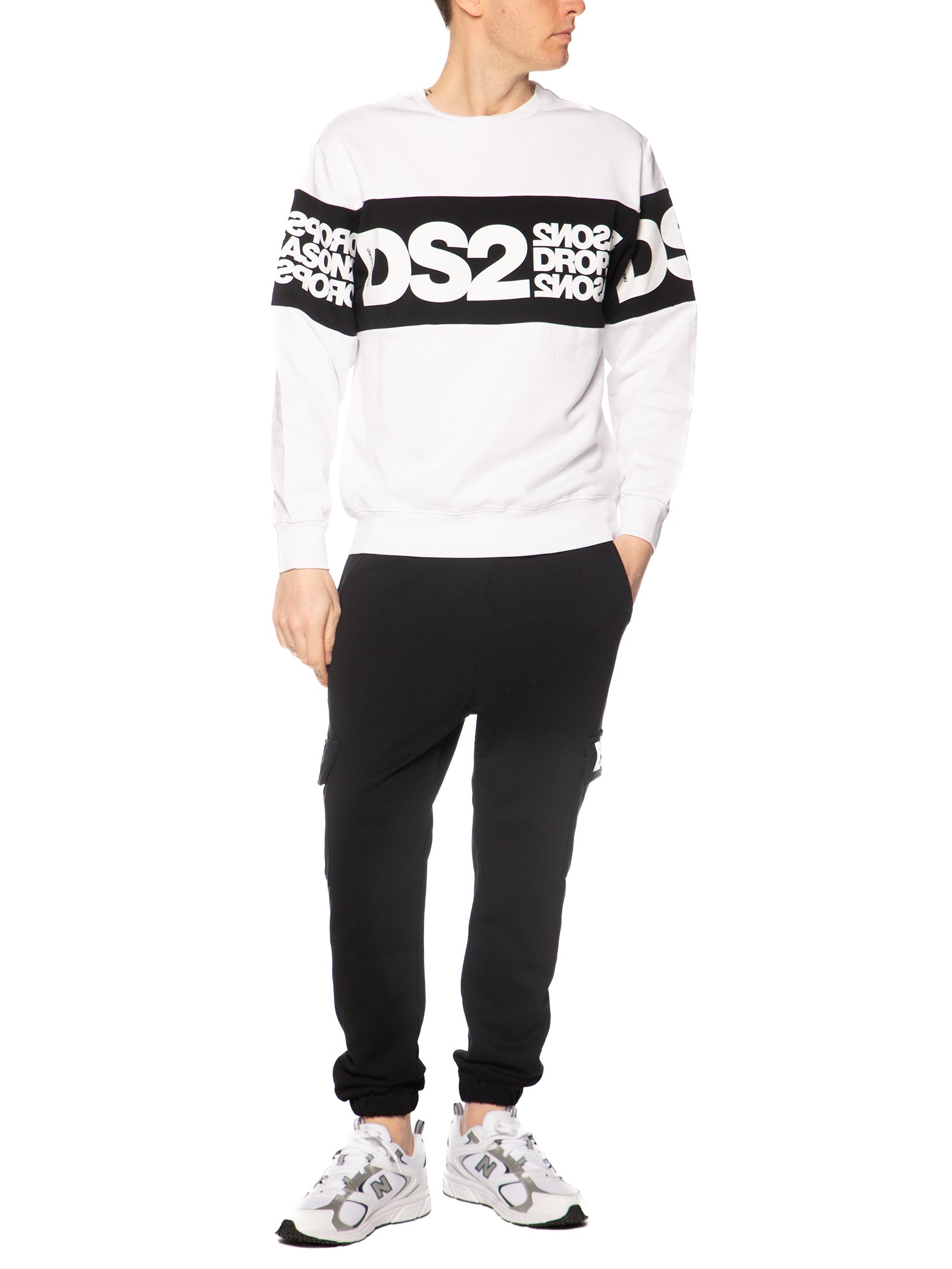 Felpa DS2 Bianco Banda girocollo SS26212 BIANCO DS2 
