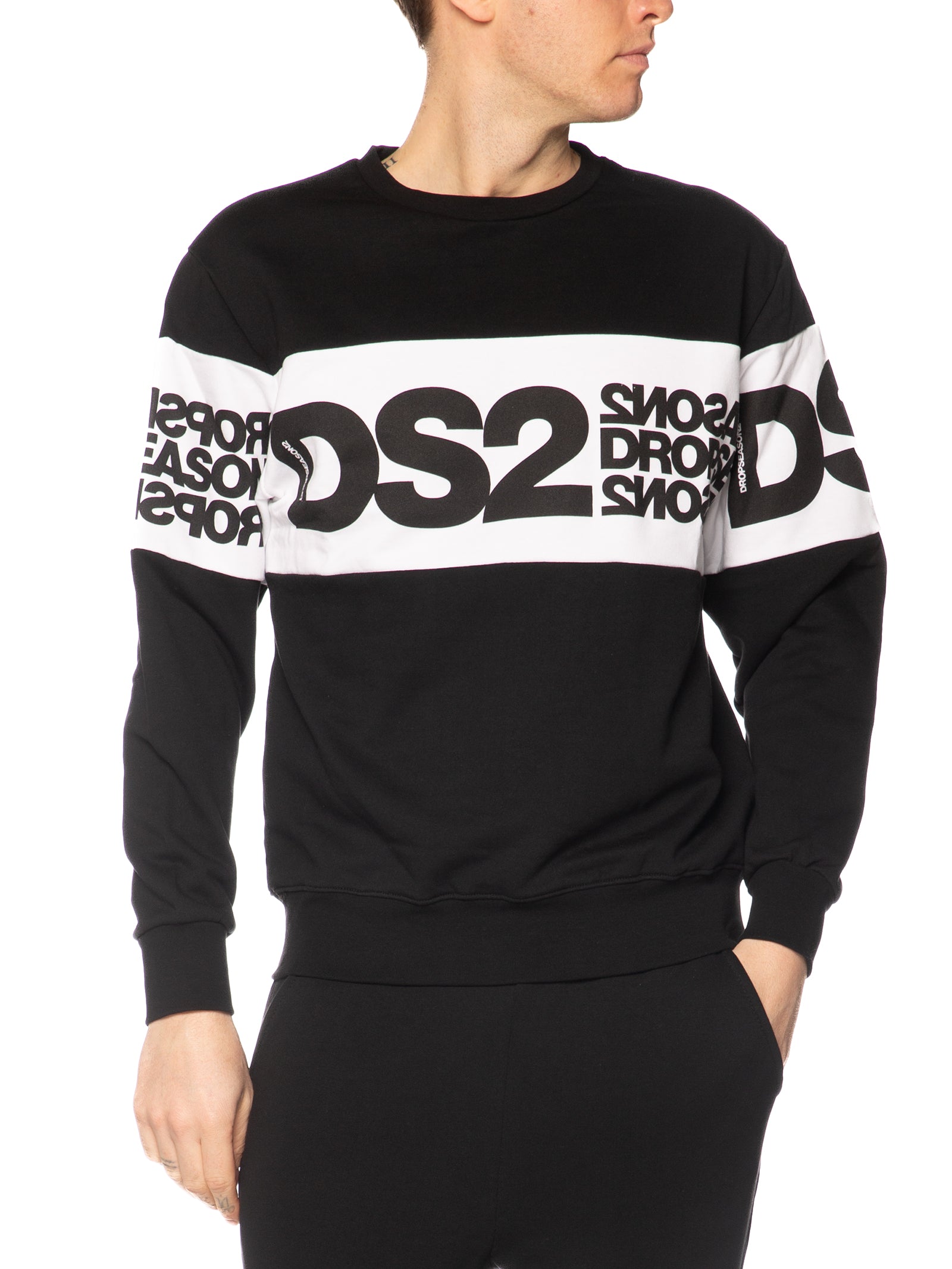 Felpa DS2 Nero Banda girocollo SS26212 NERO DS2 