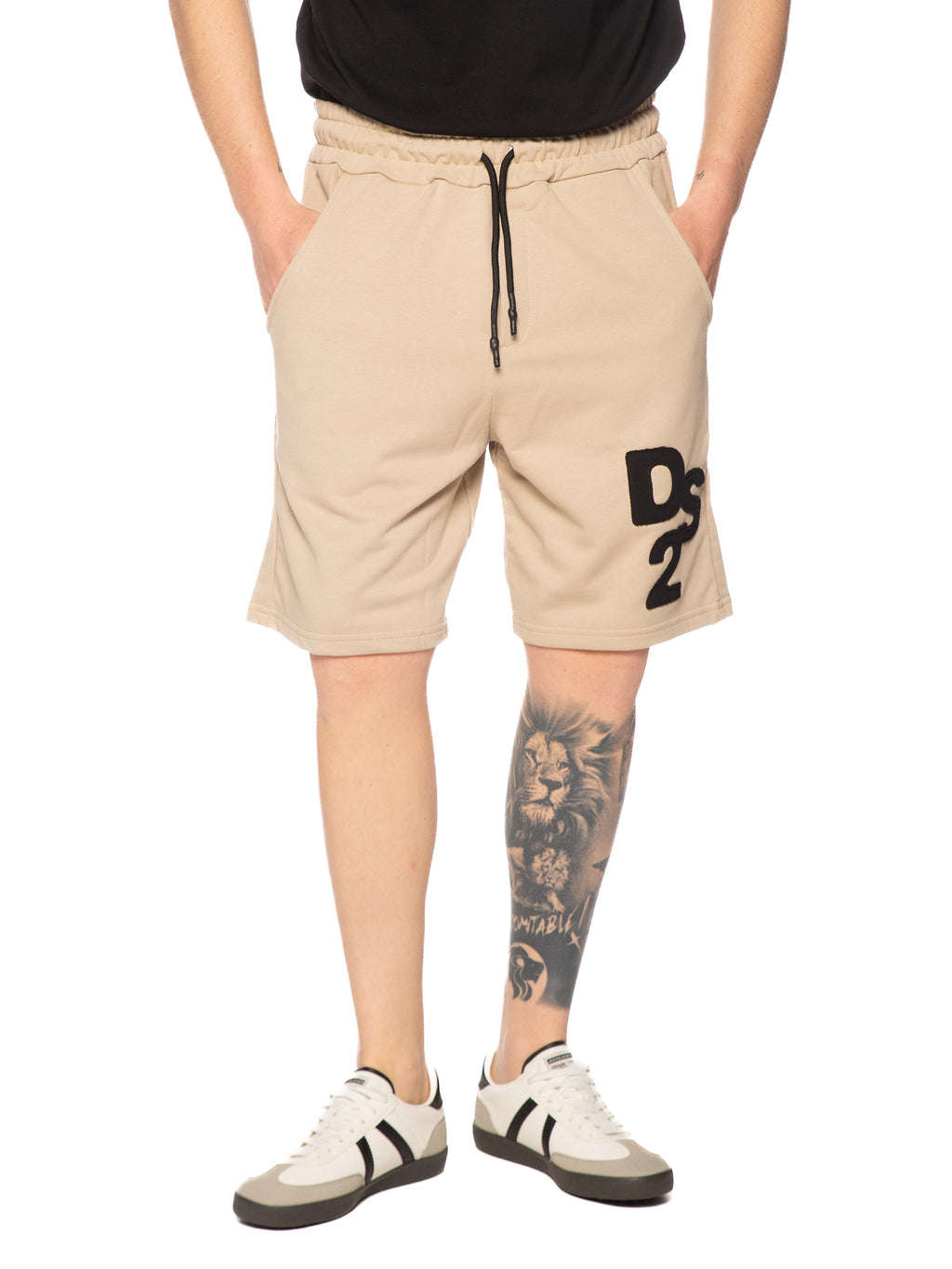 Bermuda DS2 Beige con ricamo in felpa SS26230 BEIGE DS2 