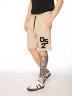 Bermuda DS2 Beige con ricamo in felpa SS26230 BEIGE DS2 