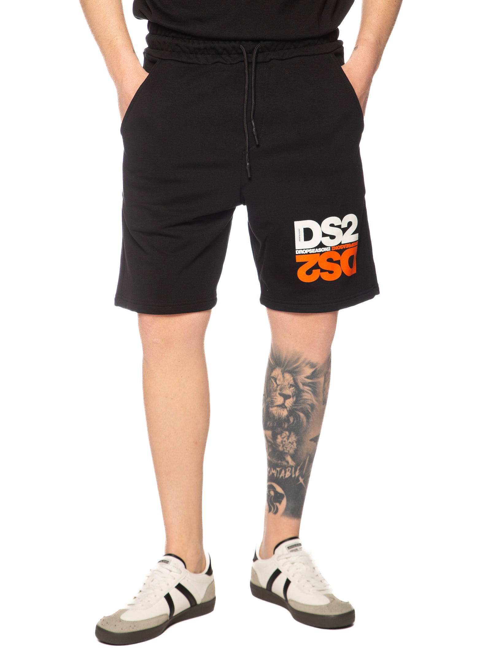 Bermuda DS2 Nero stampa specchio in felpa SS26252 NERO DS2 