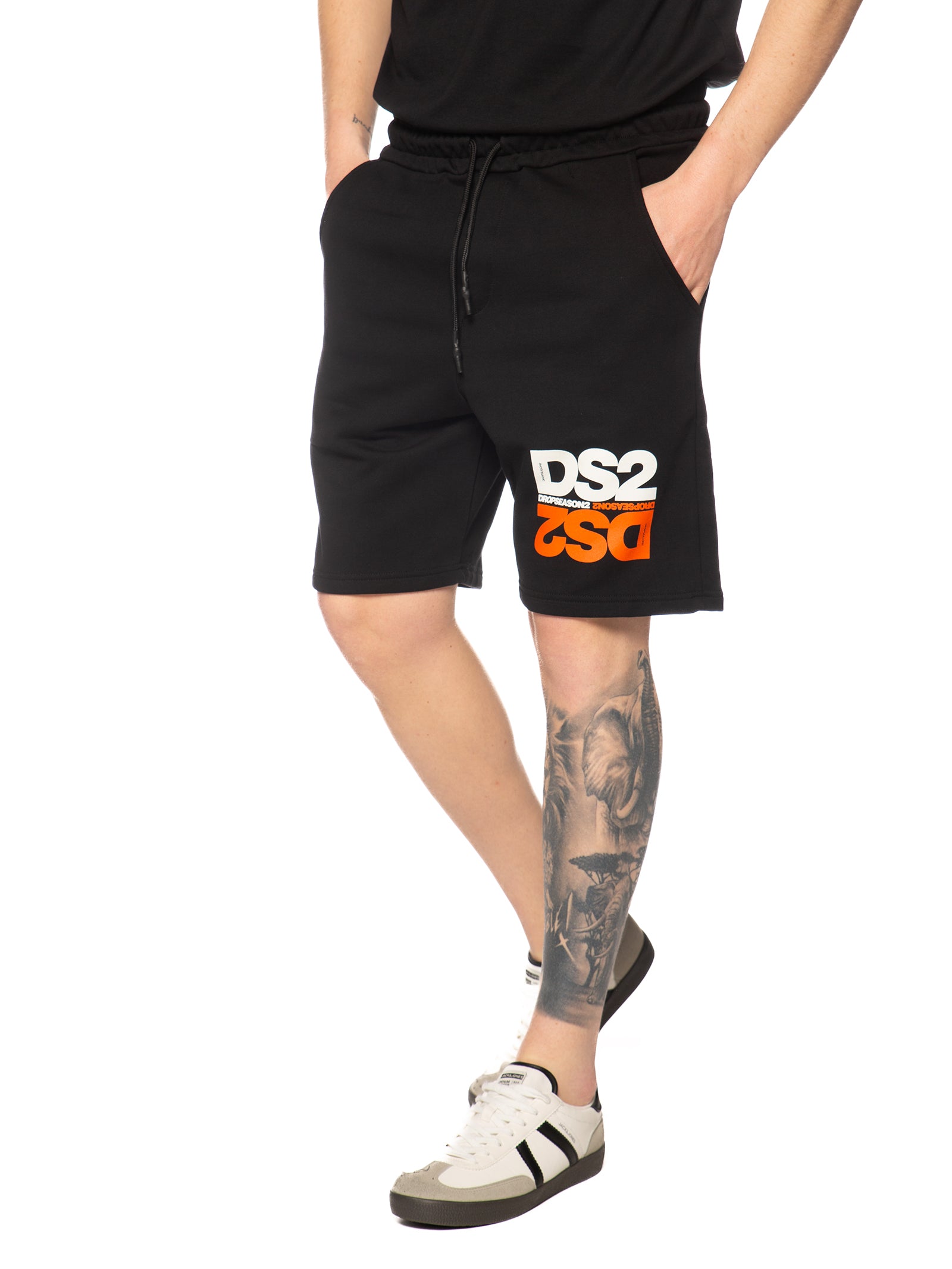 Bermuda DS2 Nero stampa specchio in felpa SS26252 NERO DS2 