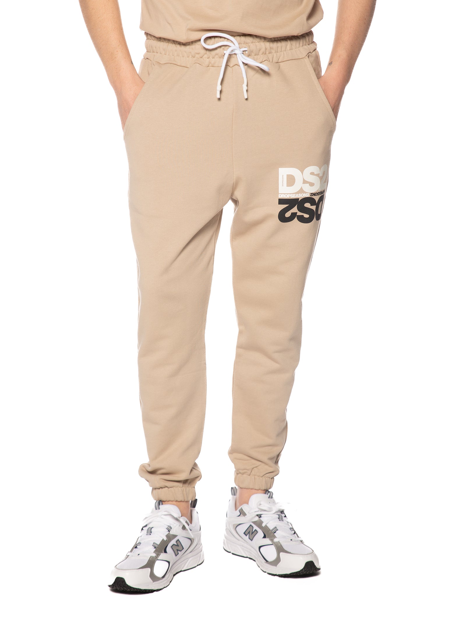 Pantalone DS2 Sabbia in felpa stampa specchio SS26254 SABBIA DS2 
