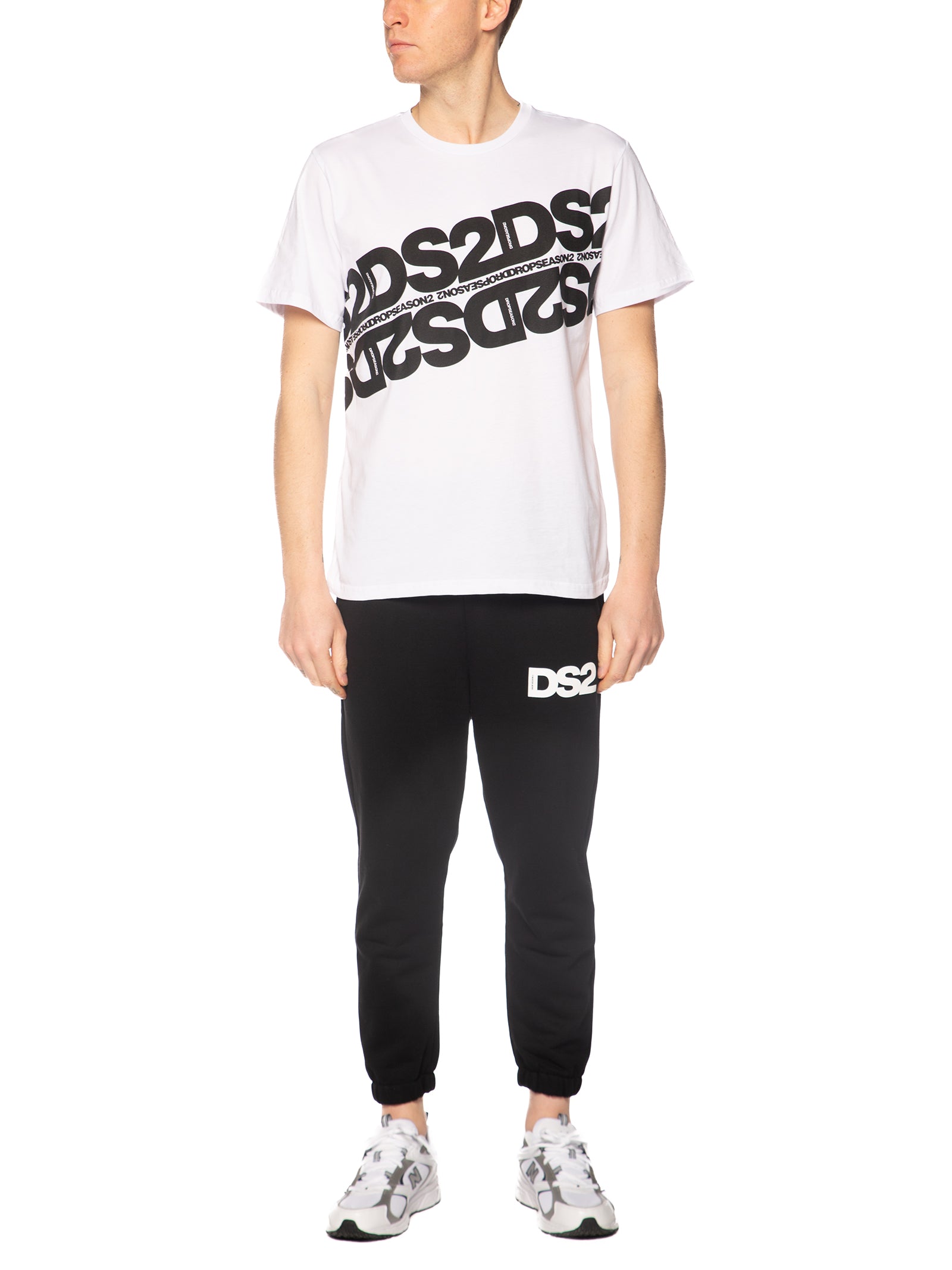 T-shirt DS2 Bianco con stampa diagonal SS26257 BIANCO DS2 