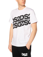 T-shirt DS2 Bianco con stampa diagonal SS26257 BIANCO DS2 