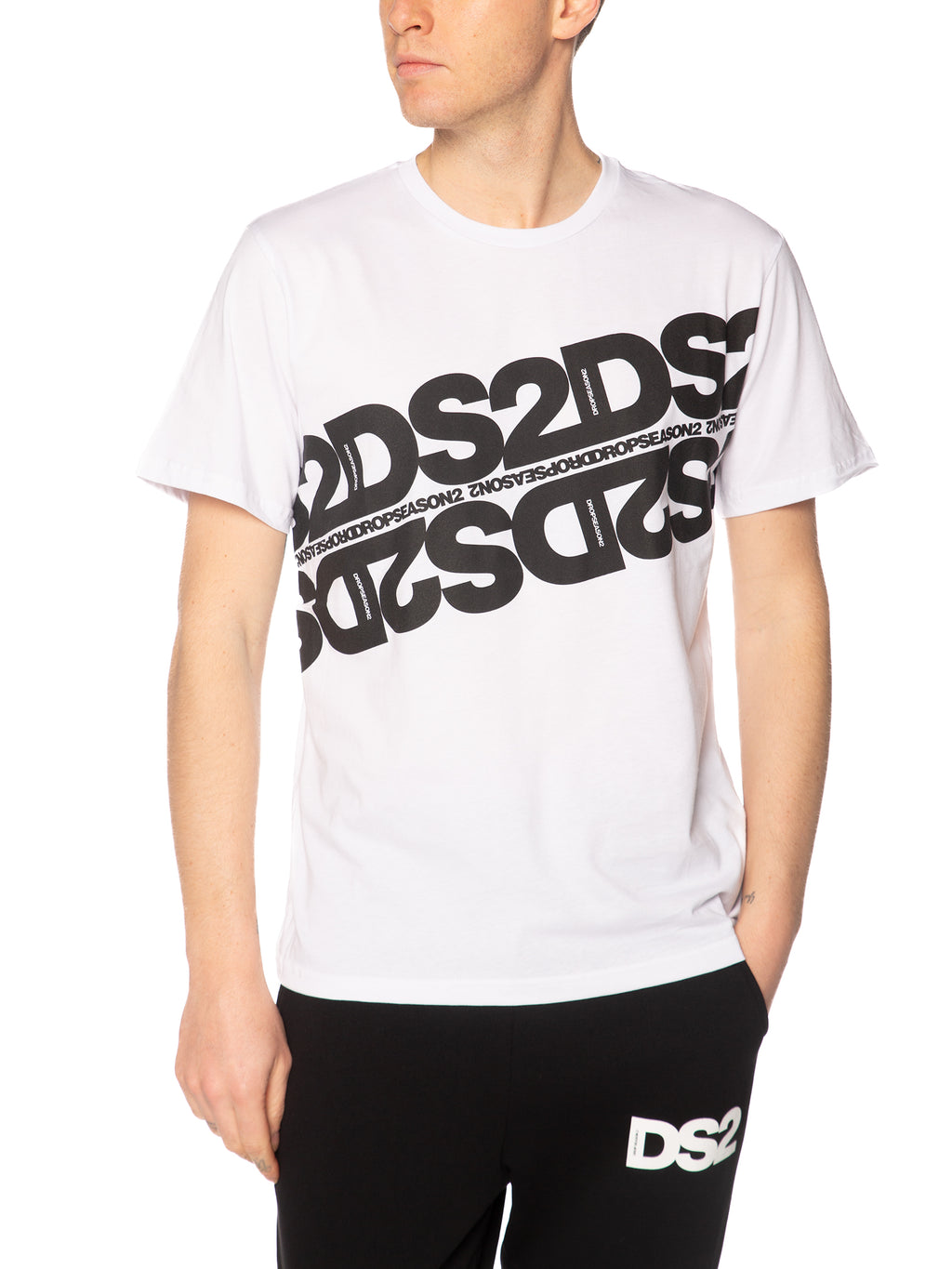 T-shirt DS2 Bianco con stampa diagonal SS26257 BIANCO DS2 