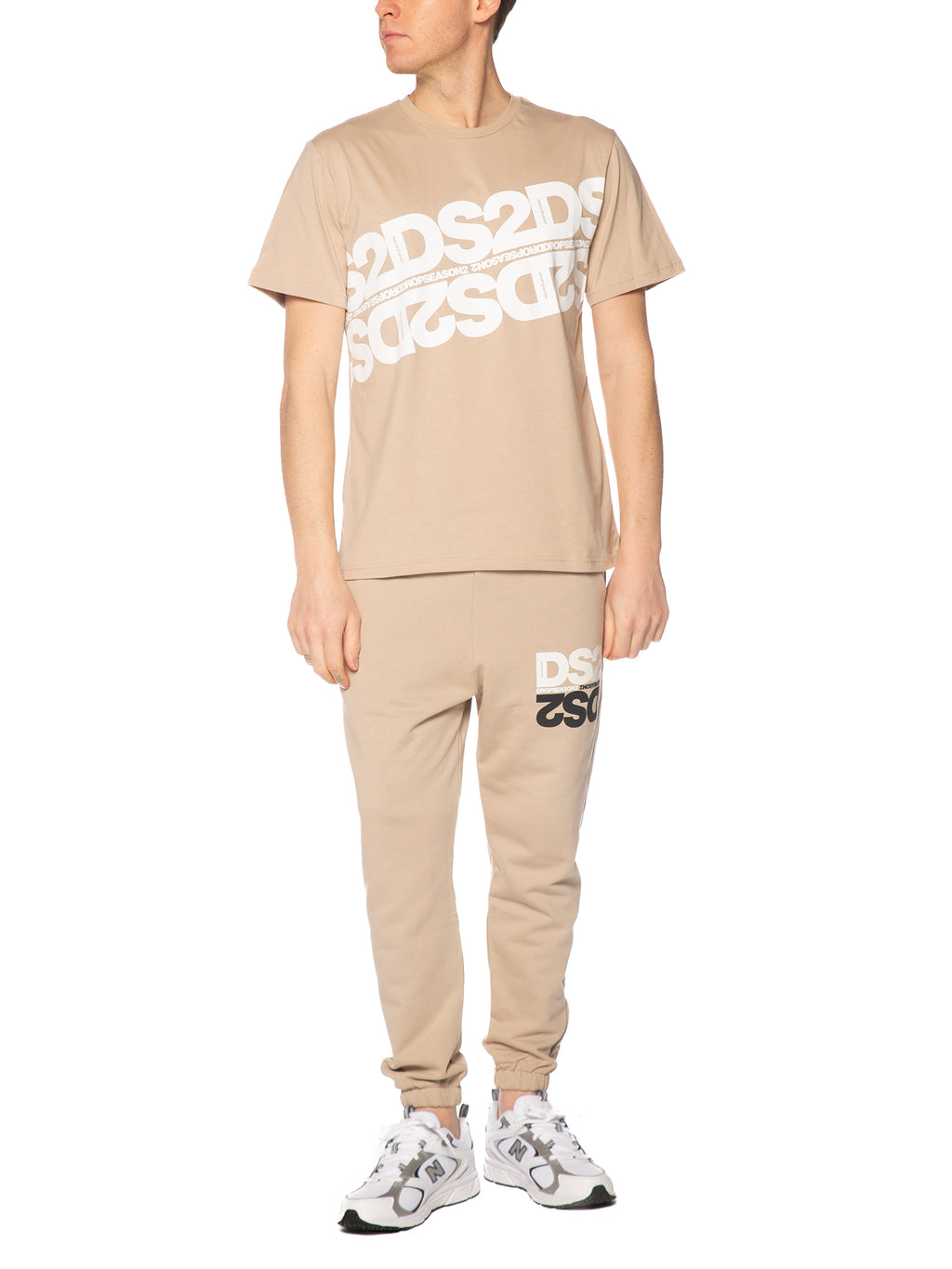 T-shirt DS2 Sabbia con stampa diagonal SS26257 SABBIA DS2 