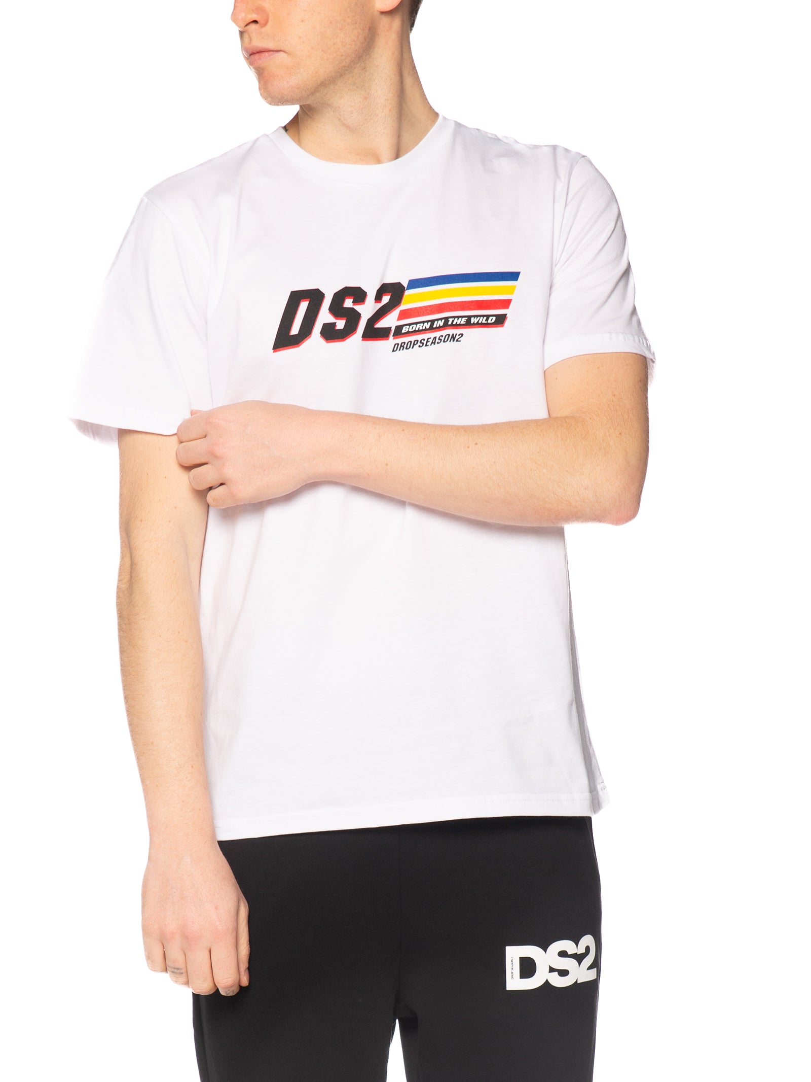 T-shirt DS2 Bianco stampa lines SS26309 BIANCO DS2 