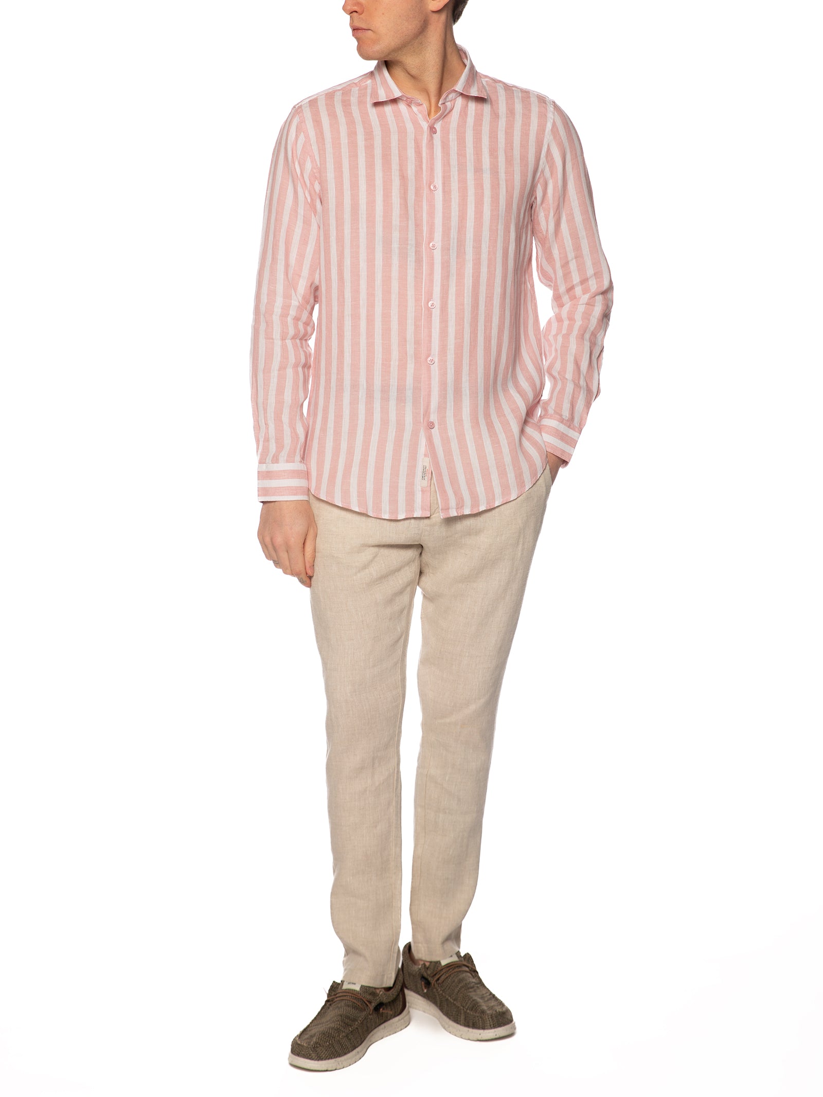 Camicia Gianni Lupo Bianco Rosa in lino GL7781S PINK GIANNI LUPO 