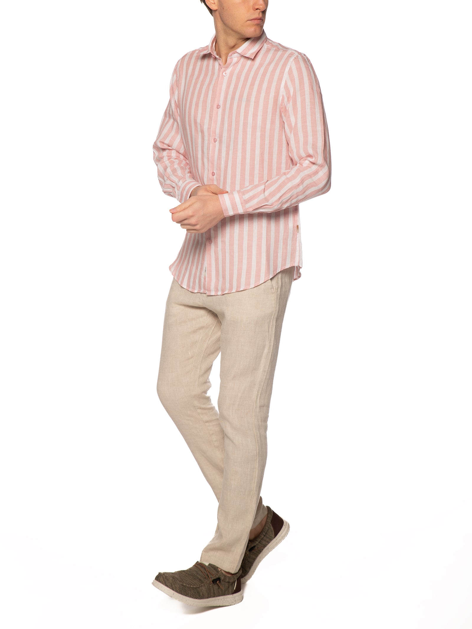 Camicia Gianni Lupo Bianco Rosa in lino GL7781S PINK GIANNI LUPO 