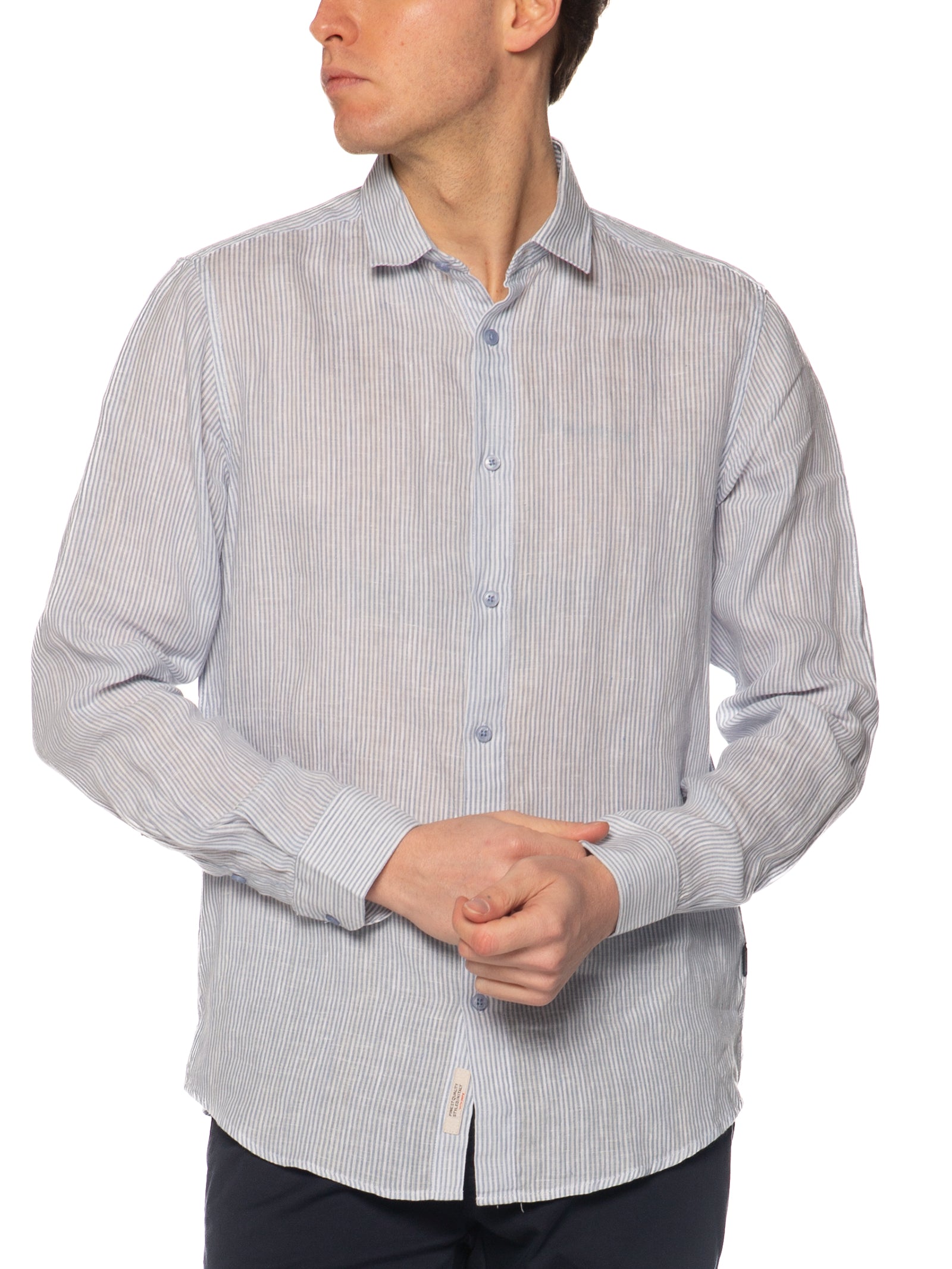 Camicia Gianni Lupo Celeste in lino a righe GL7828S SKY GIANNI LUPO 