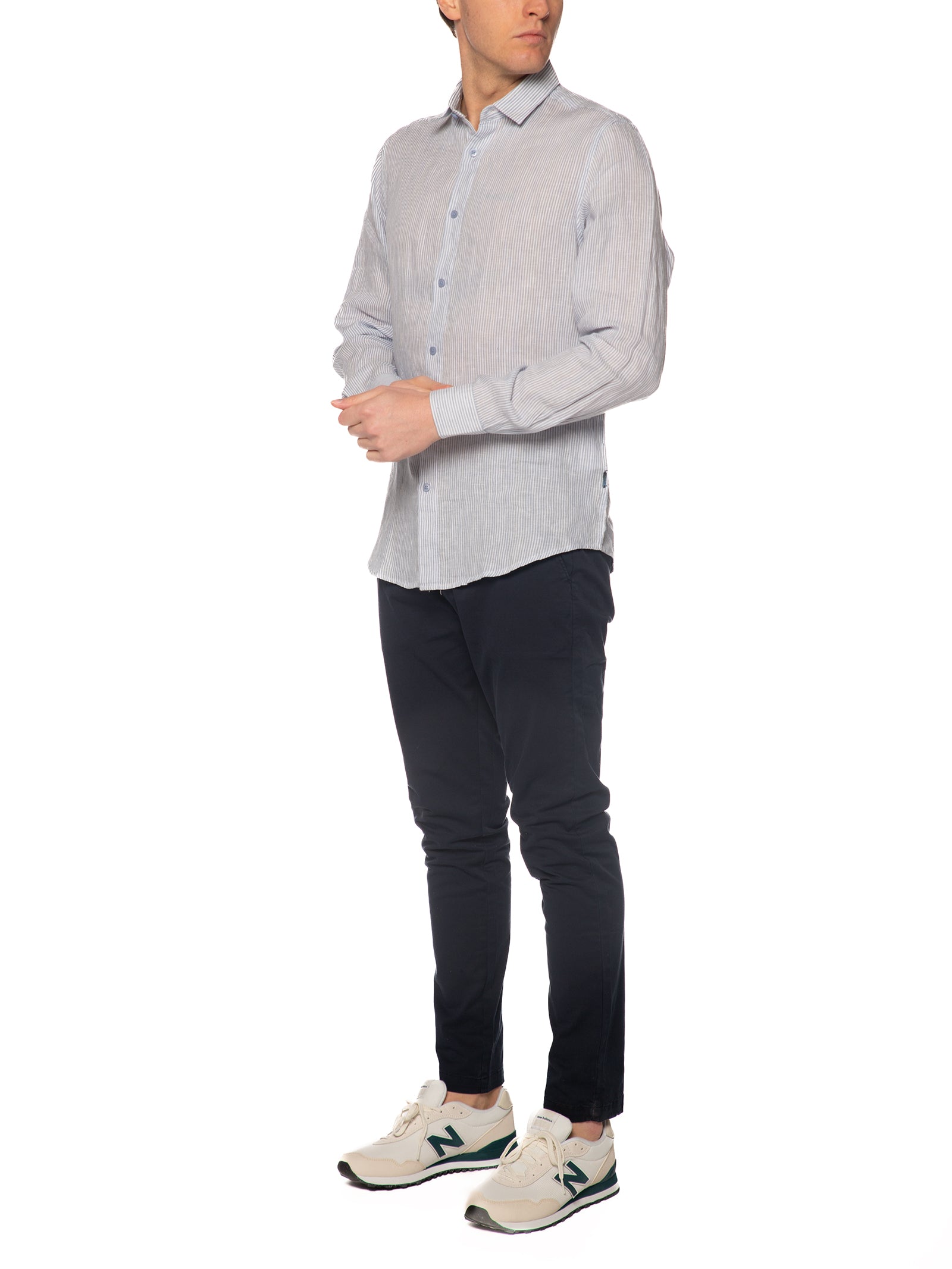 Camicia Gianni Lupo Celeste in lino a righe GL7828S SKY GIANNI LUPO 