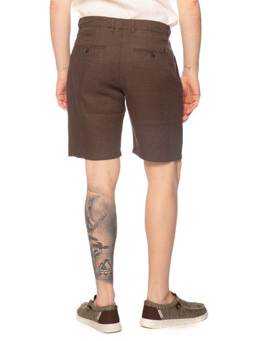 Bermuda Gianni Lupo Marrone lino con elastico MORRIS COFFEE GIANNI LUPO 