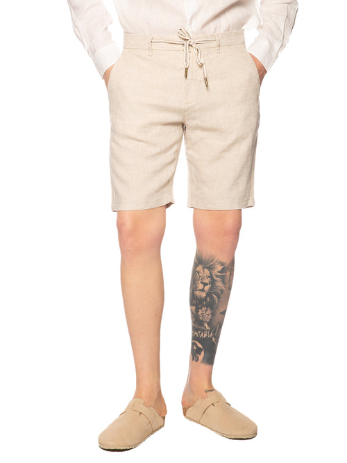 Bermuda Gianni Lupo Beige lino con elastico MORRIS SAND GIANNI LUPO 