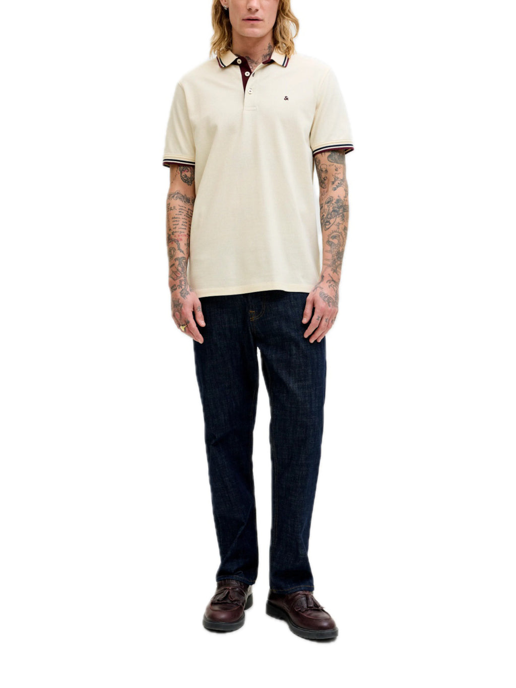 Polo Jack & Jones Paulos Panna slim fit in piquet 12136668 /Antique White JACK & JONES 