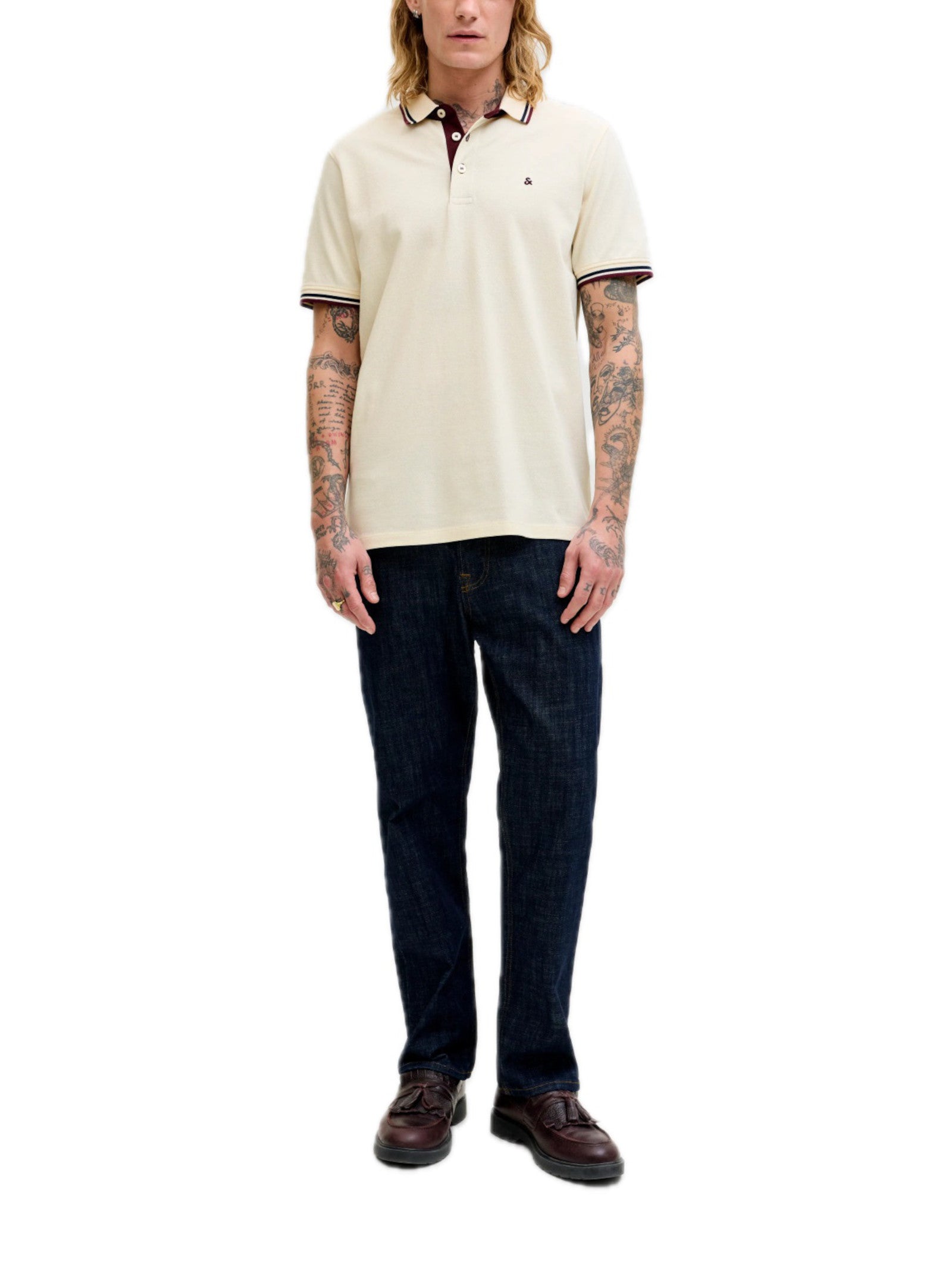 Polo Jack & Jones Paulos Panna slim fit in piquet 12136668 /Antique White JACK & JONES 
