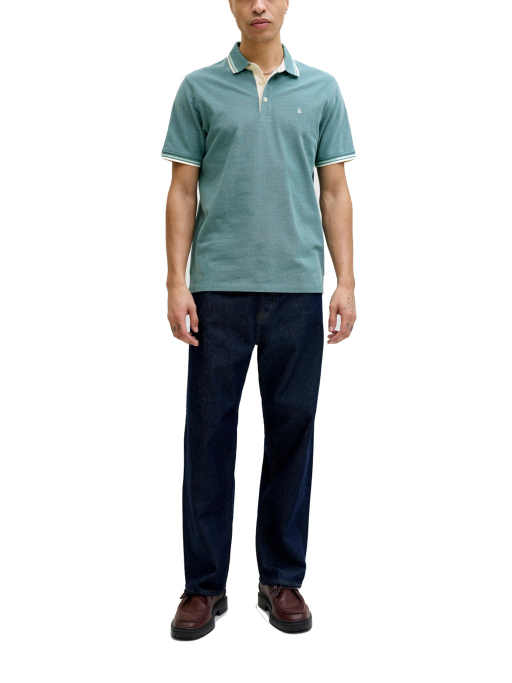 Polo Jack & Jones Paulos Petrolio slim fit in piquet 12136668 /Atlantic Deep JACK & JONES 