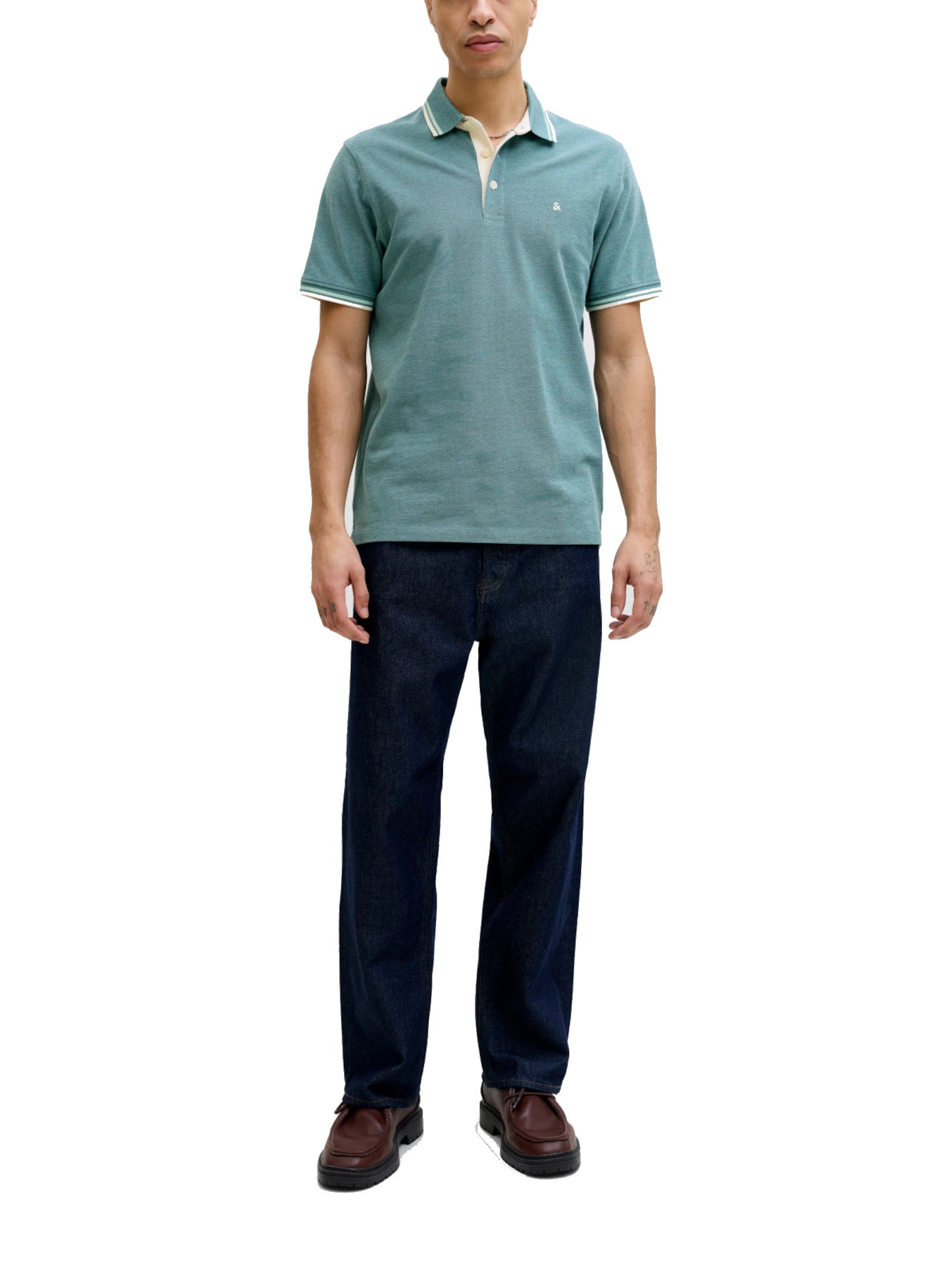 Polo Jack & Jones Paulos Petrolio slim fit in piquet 12136668 /Atlantic Deep JACK & JONES 