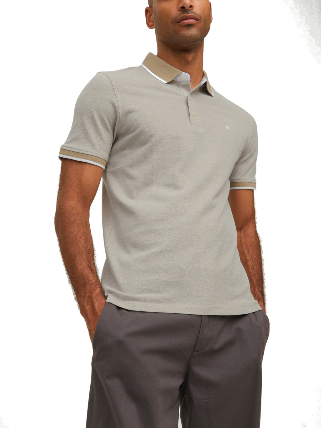 Polo Jack & Jones Paulos Beige slim fit in piquet 12136668 /Crockery JACK & JONES 