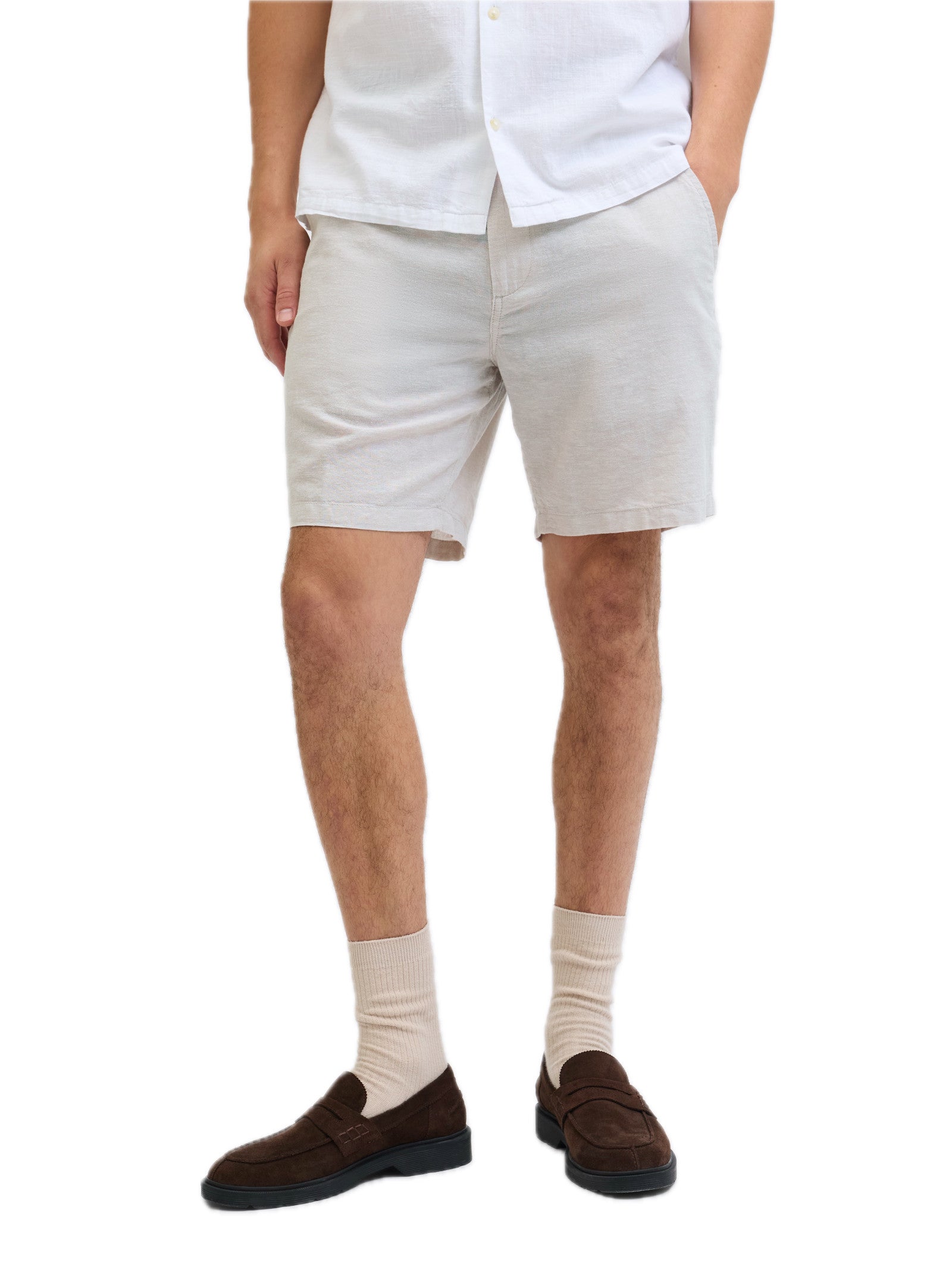 Bermuda Jack & Jones Stace Sabbia in lino 12248627 /Crockery JACK & JONES 