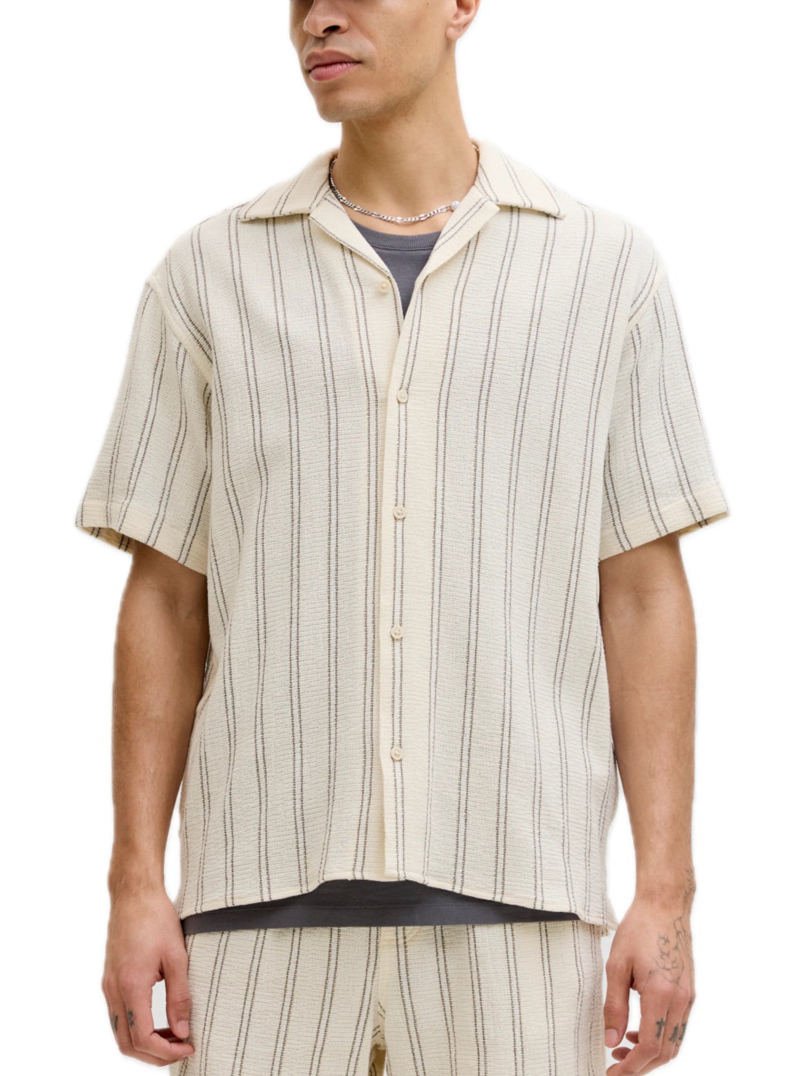 Camicia Jack & Jones Panna Coba a righe 12271060 /Antique White JACK & JONES 