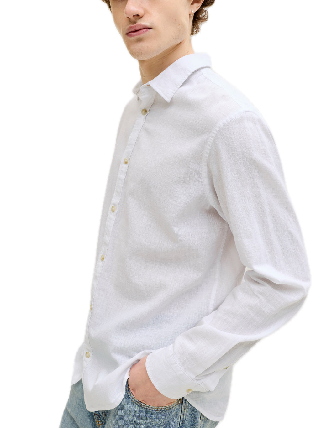 Camicia Jack & Jones Bianco Summer misto lino 12289174 /White JACK & JONES 