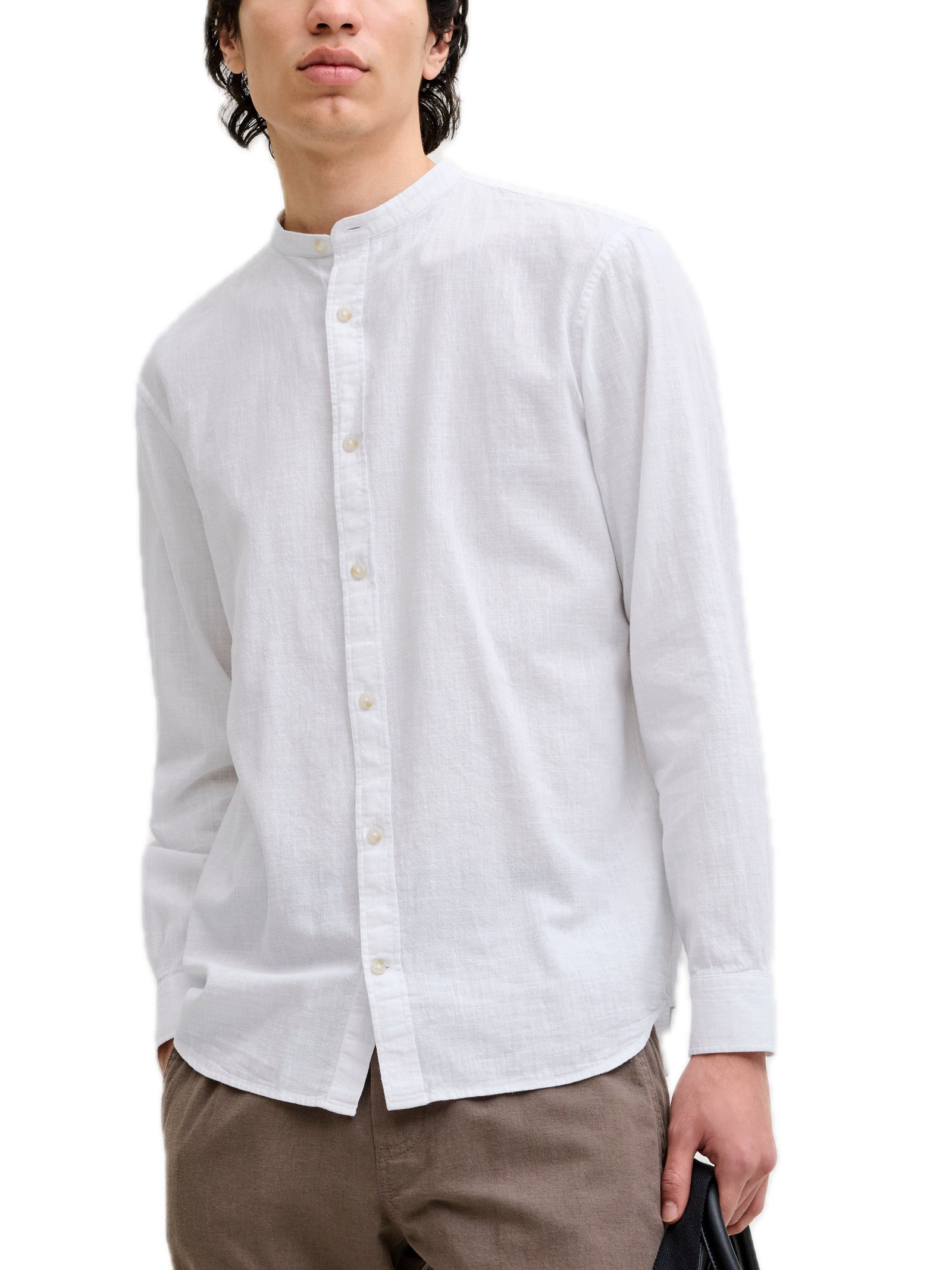 Camicia Jack & Jones Bianco Summer corenana misto lino 12289184 /White JACK & JONES 