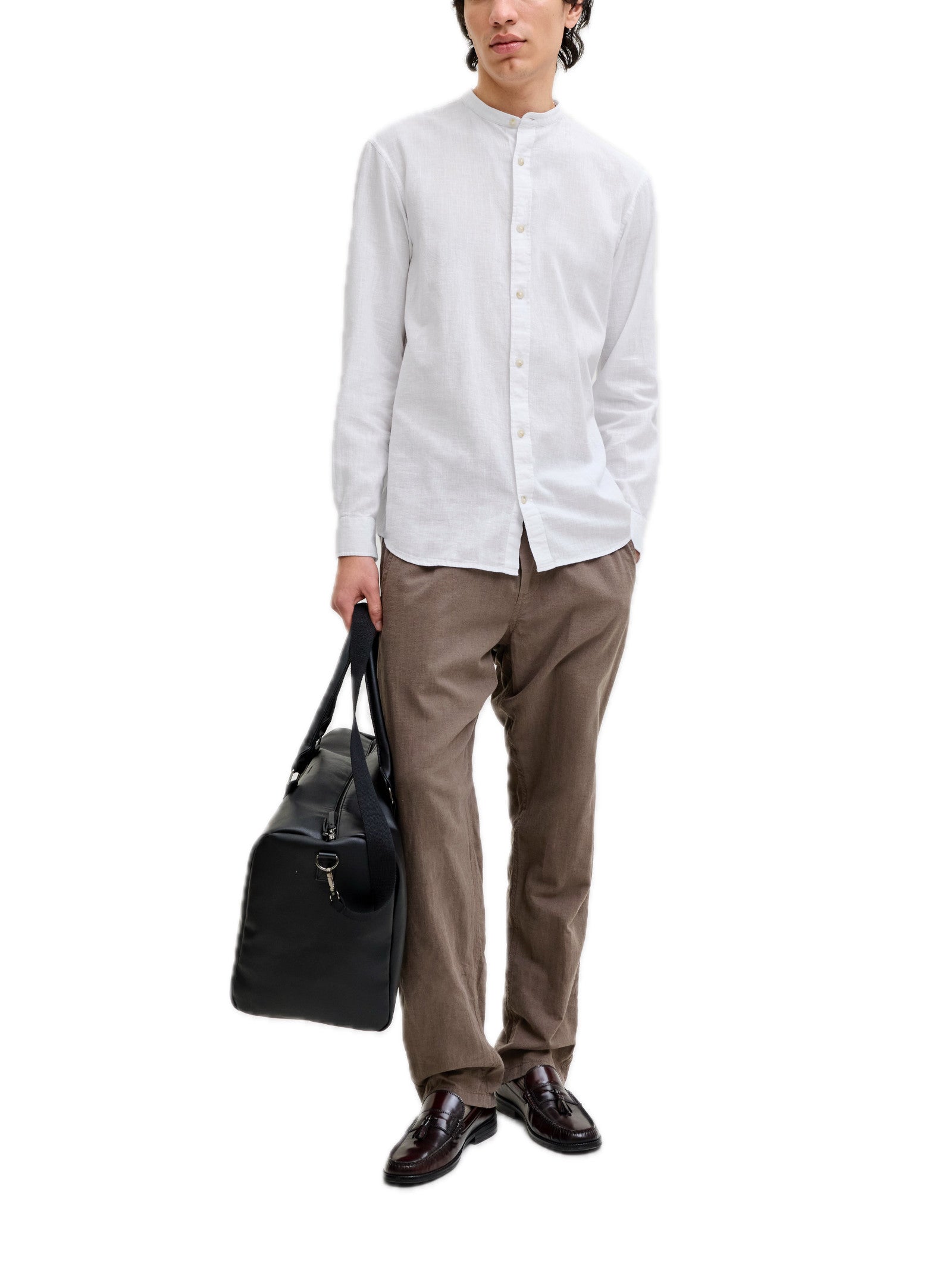 Camicia Jack & Jones Bianco Summer corenana misto lino 12289184 /White JACK & JONES 