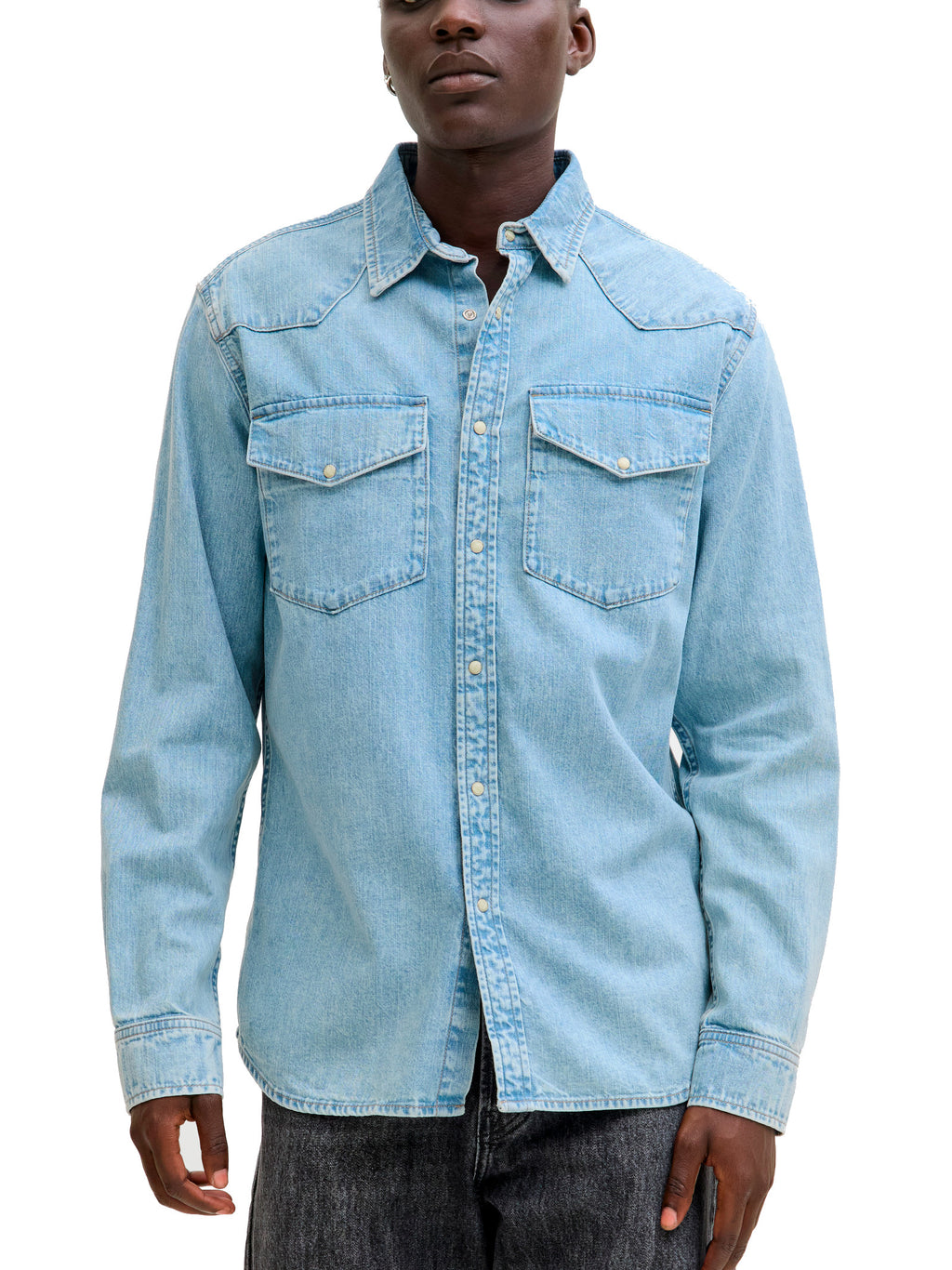 Camicia Jack & Jones Western Medium Blue Denim 12289219 /Blue Denim JACK & JONES 