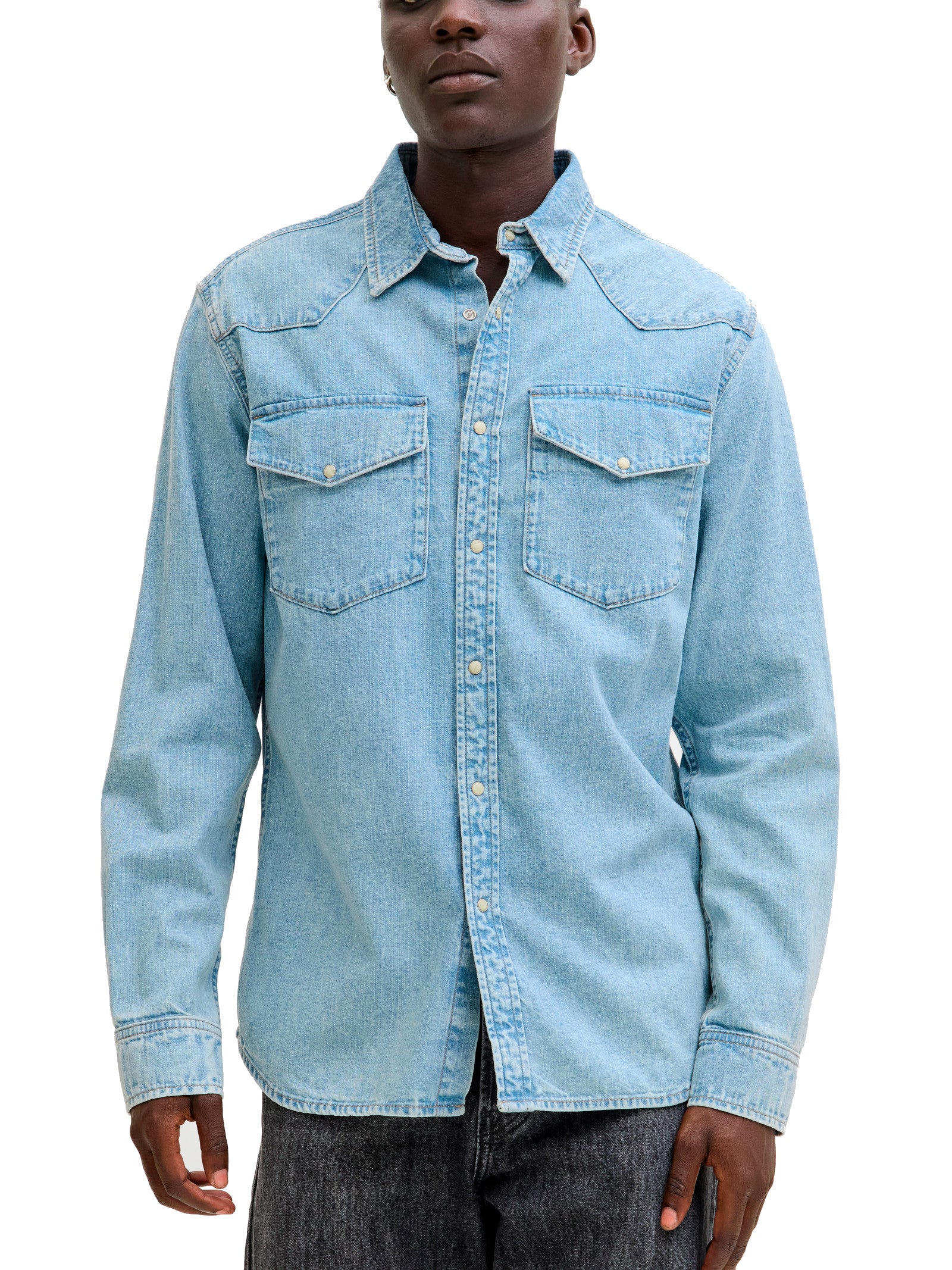 Camicia Jack & Jones Western Medium Blue Denim 12289219 /Blue Denim JACK & JONES 