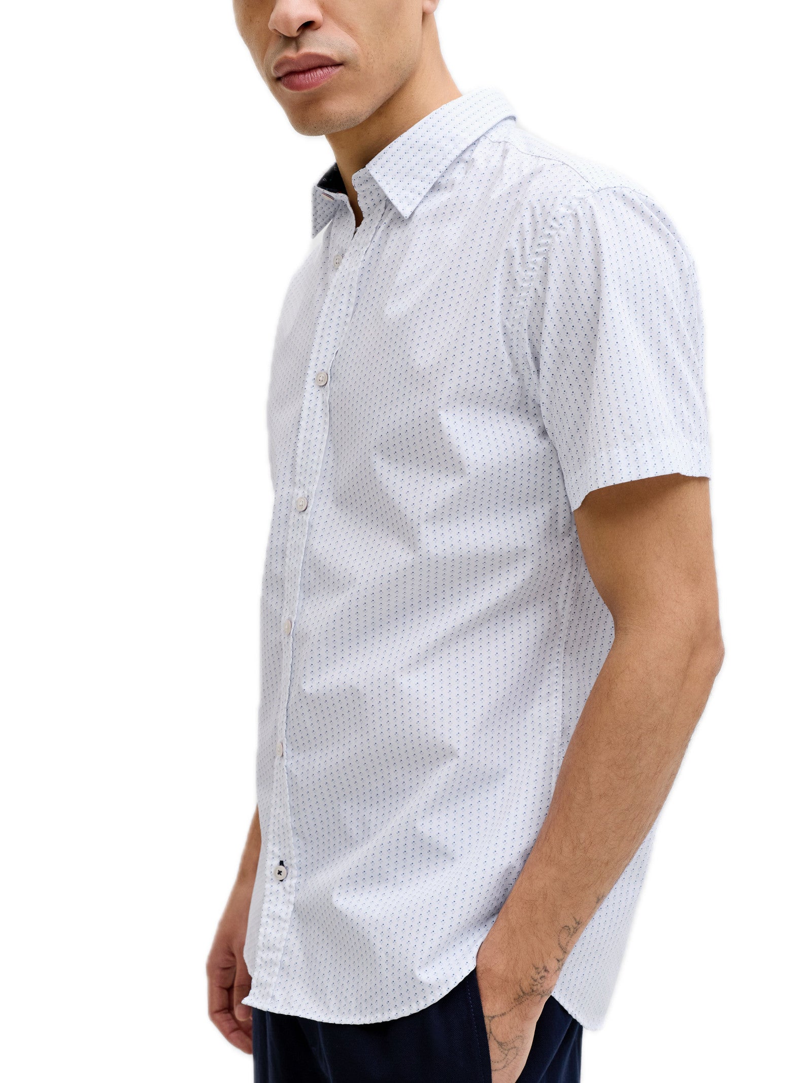 Camicia Jack & Jones Matheo Bianco fantasia 12289361 /Bright White JACK & JONES 