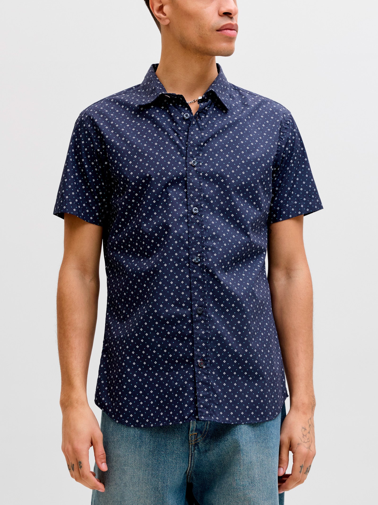 Camicia Jack & Jones Matheo Blu fantasia 12289361 /Navy Blazer JACK & JONES 