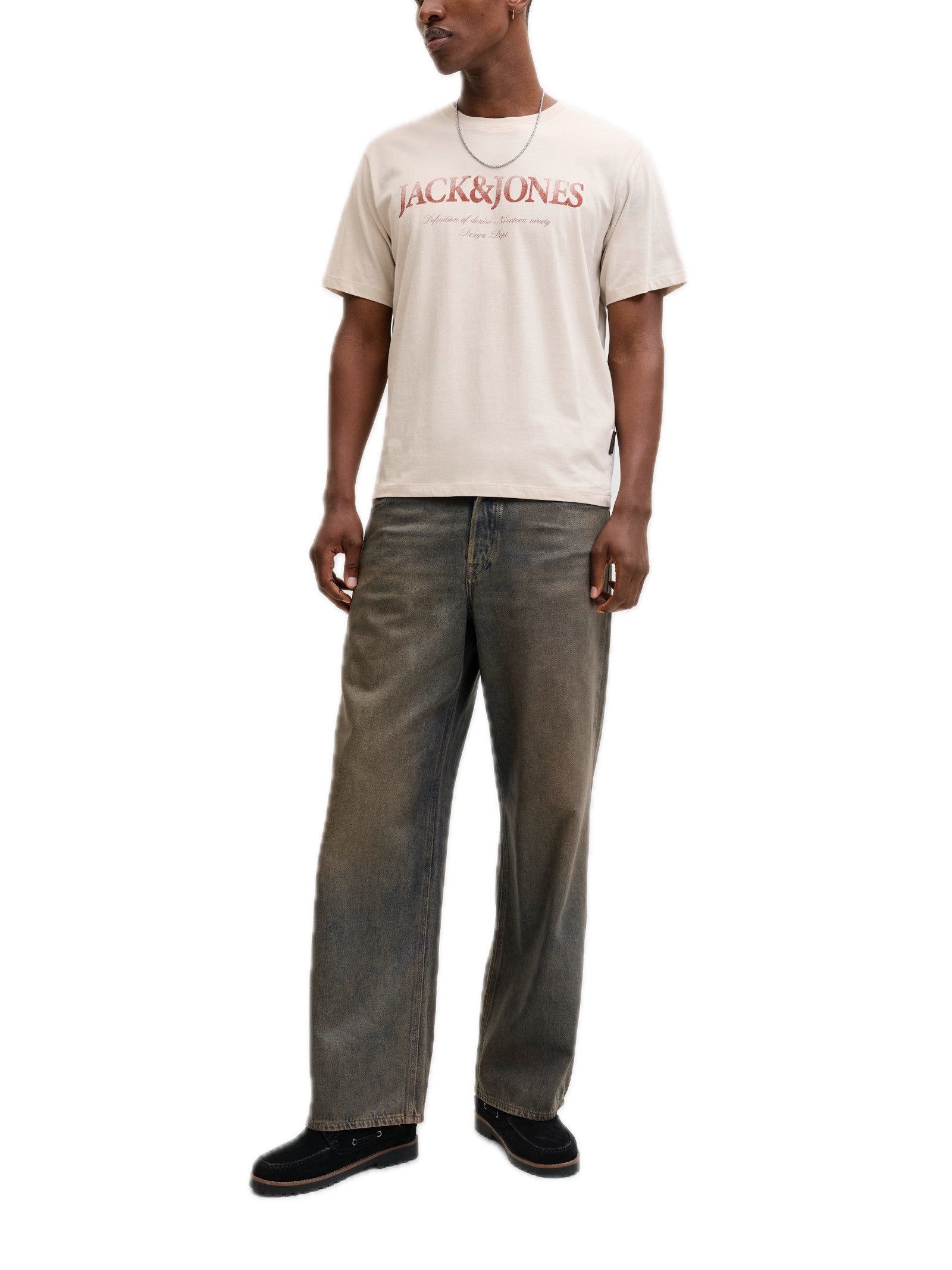 T-shirt Jack & Jones Devin Beige con stampa 12290173 /Moonbeam JACK & JONES 