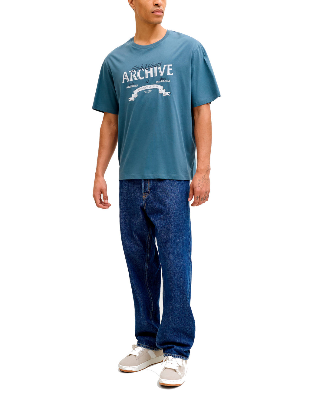 T-shirt Jack & Jones Archieve Petrolio con stampa 12290417 /Blue Mirage JACK & JONES 