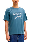 T-shirt Jack & Jones Archieve Petrolio con stampa 12290417 /Blue Mirage JACK & JONES 