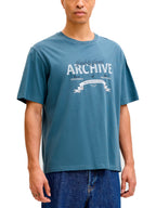 T-shirt Jack & Jones Archieve Petrolio con stampa 12290417 /Blue Mirage JACK & JONES 