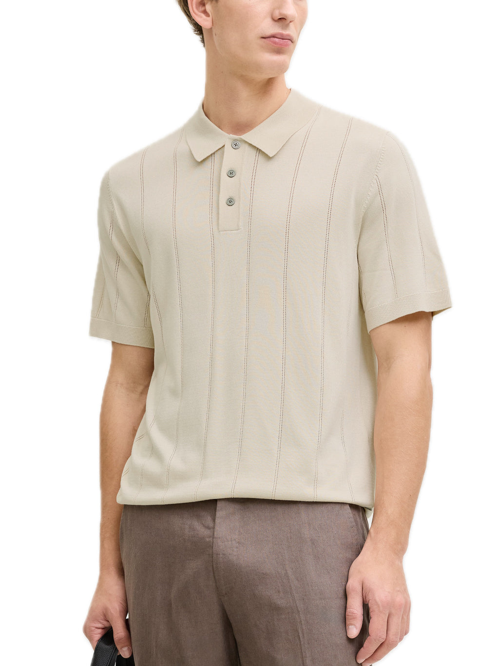 Polo Jack & Jones William Beige in maglia 12291042 /Ancient Scroll JACK & JONES 