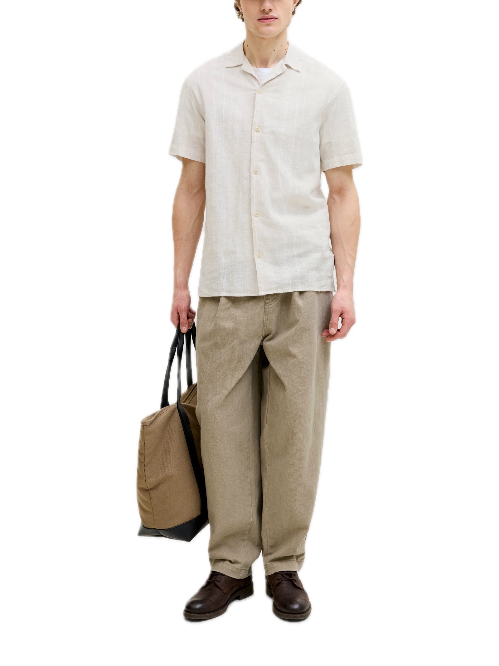 Camicia Jack & Jones Beige Summero Lino 12291964 /Lemon Pepper JACK & JONES 