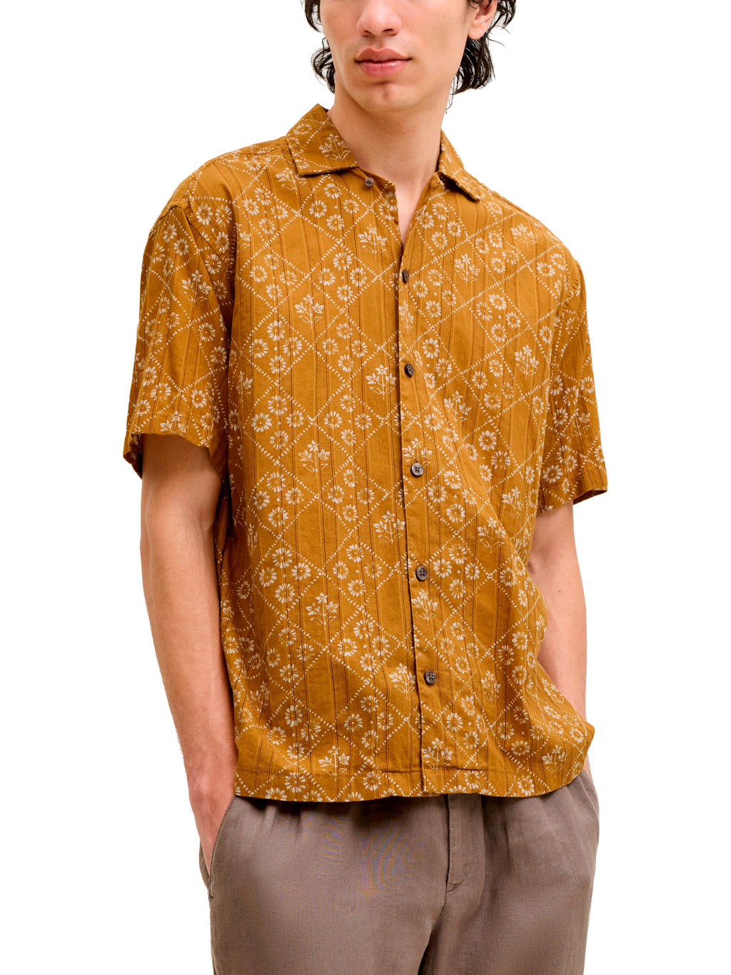 Camicia Jack & Jones Lyon Senape fantasia 12291968 /Wood Thrush JACK & JONES 