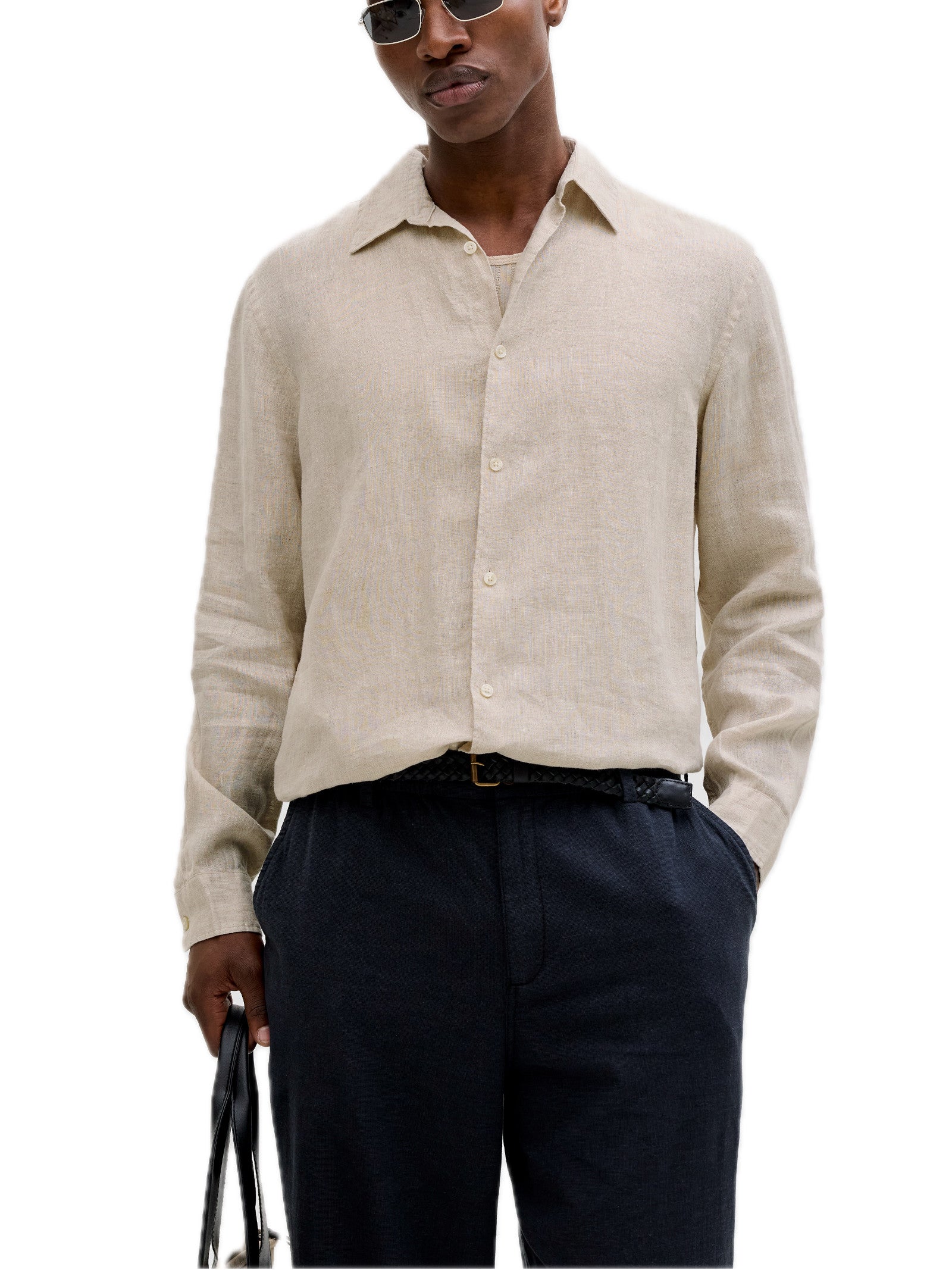 Camicia Jack & Jones Beige Lawrence lino 12293563 /Silver Lining JACK & JONES 