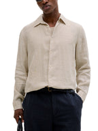 Camicia Jack & Jones Beige Lawrence lino 12293563 /Silver Lining JACK & JONES 