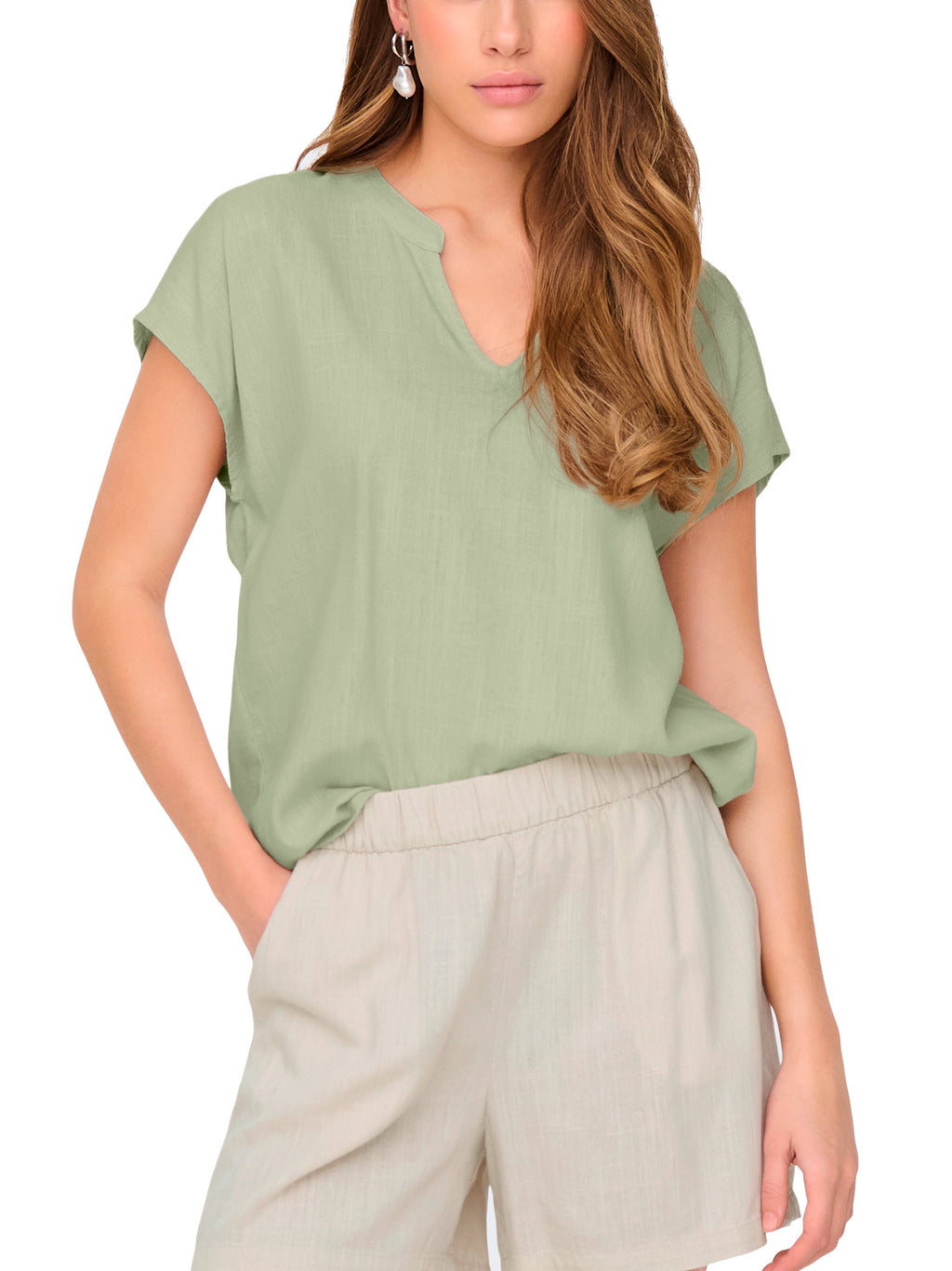 T-shirt JDY Caya Verde scollo a V 15346547 /Laurel Oak JDY 