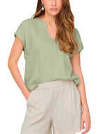 T-shirt JDY Caya Verde scollo a V 15346547 /Laurel Oak JDY 