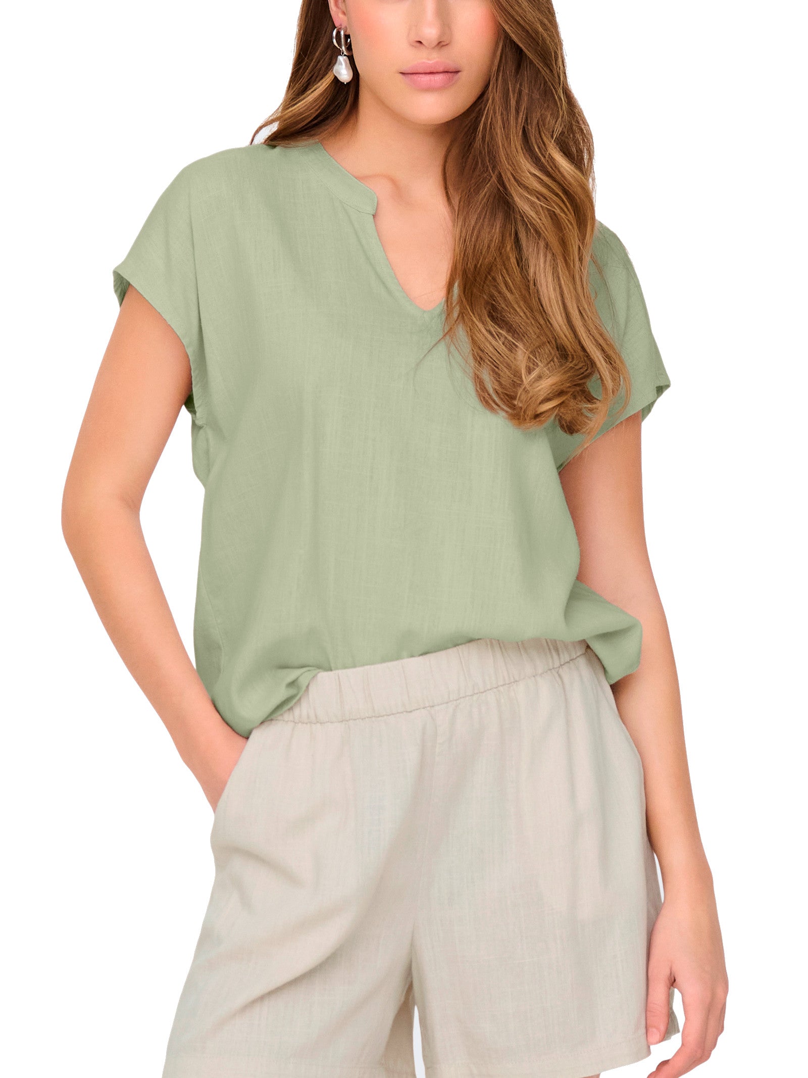 T-shirt JDY Caya Verde scollo a V 15346547 /Laurel Oak JDY 